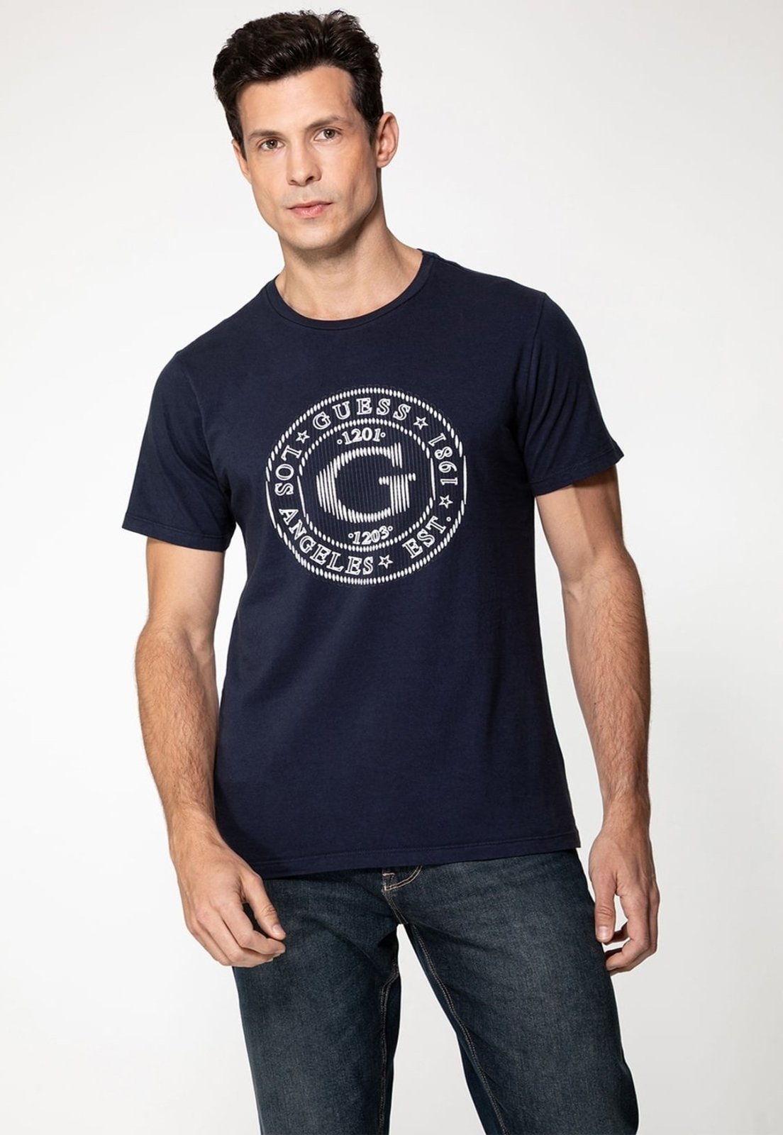 Camiseta Guess G Relevo Azul Escuro