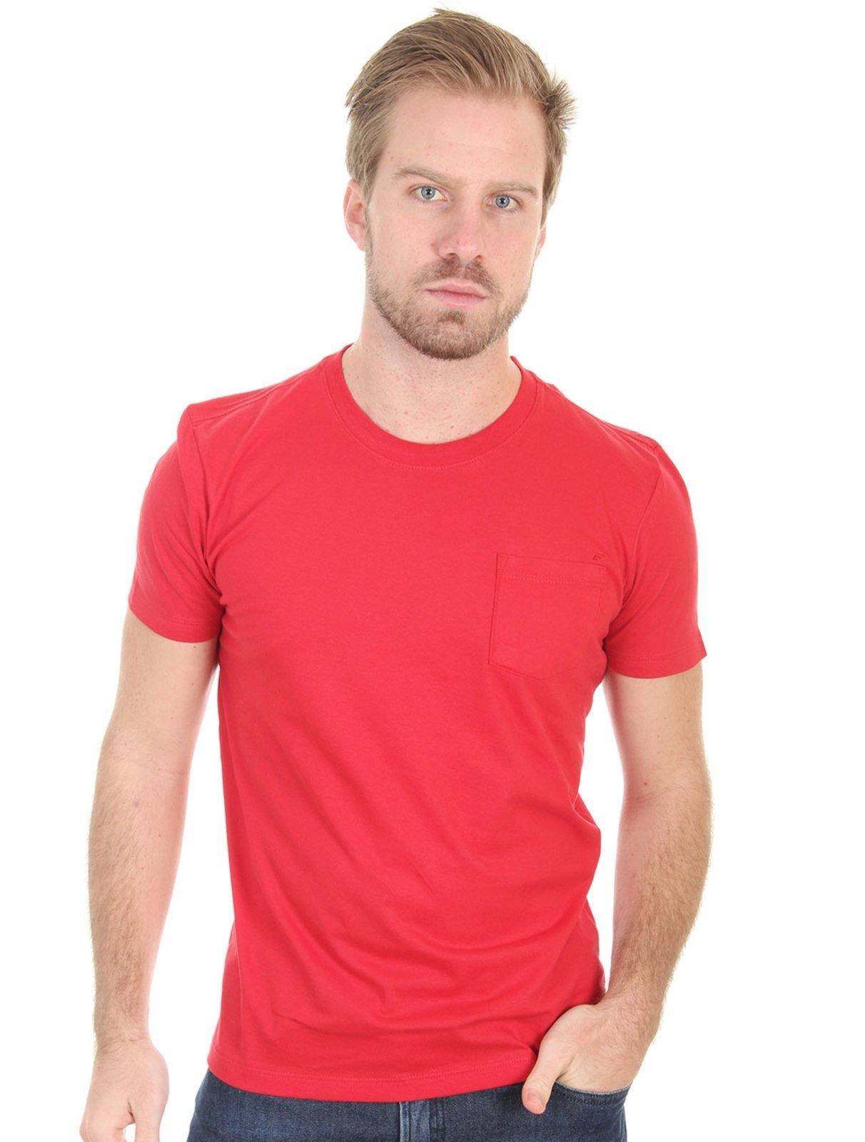 Camiseta Ellus Masculina Cotton Fine Logo Pocket Vermelha