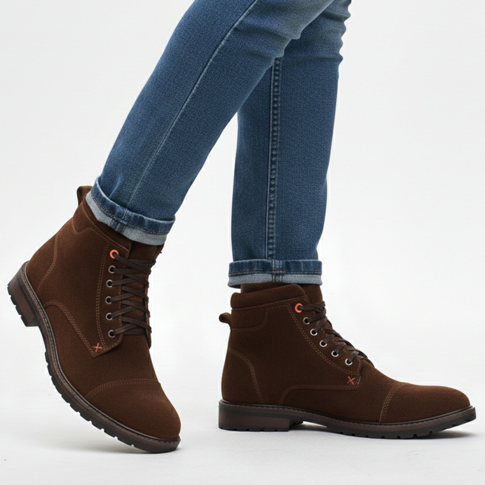 Bota Coturno Masculina Bredeni Cano Curto Solado Antiderrapante Versátil Com Cadarço Leve Confortável Café