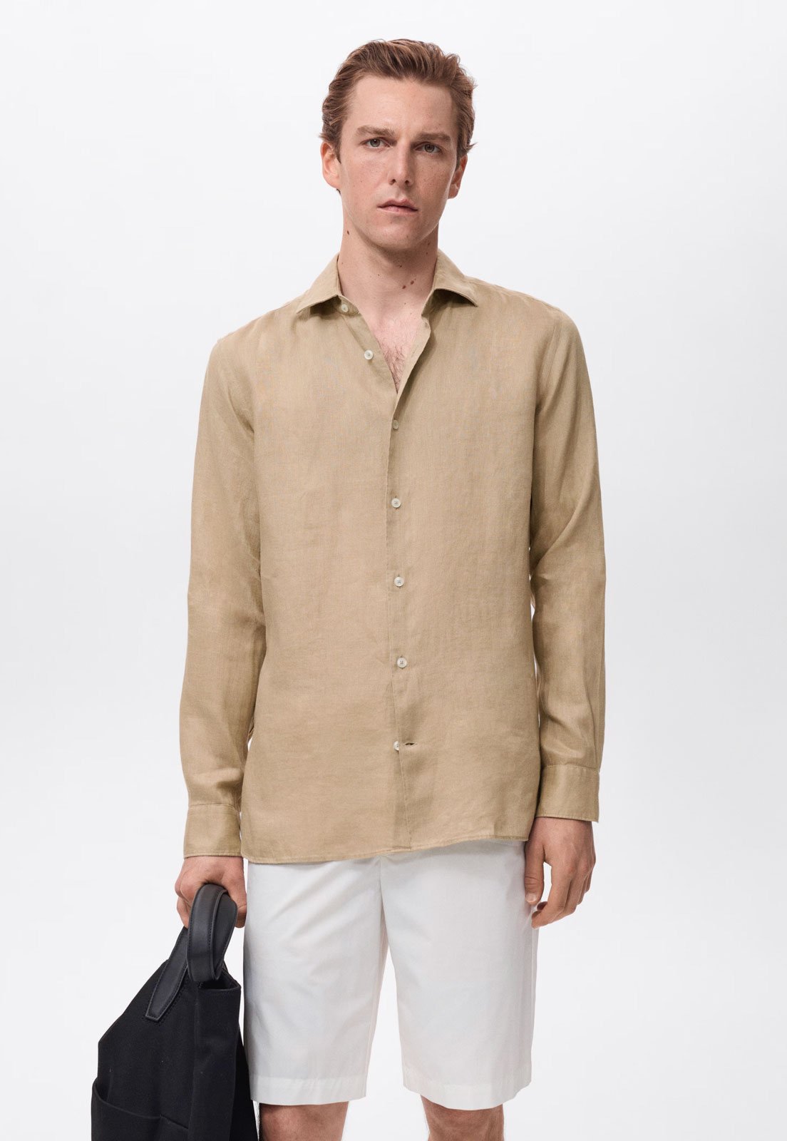 Camisa Masculina Mango Tucan Linho Bege