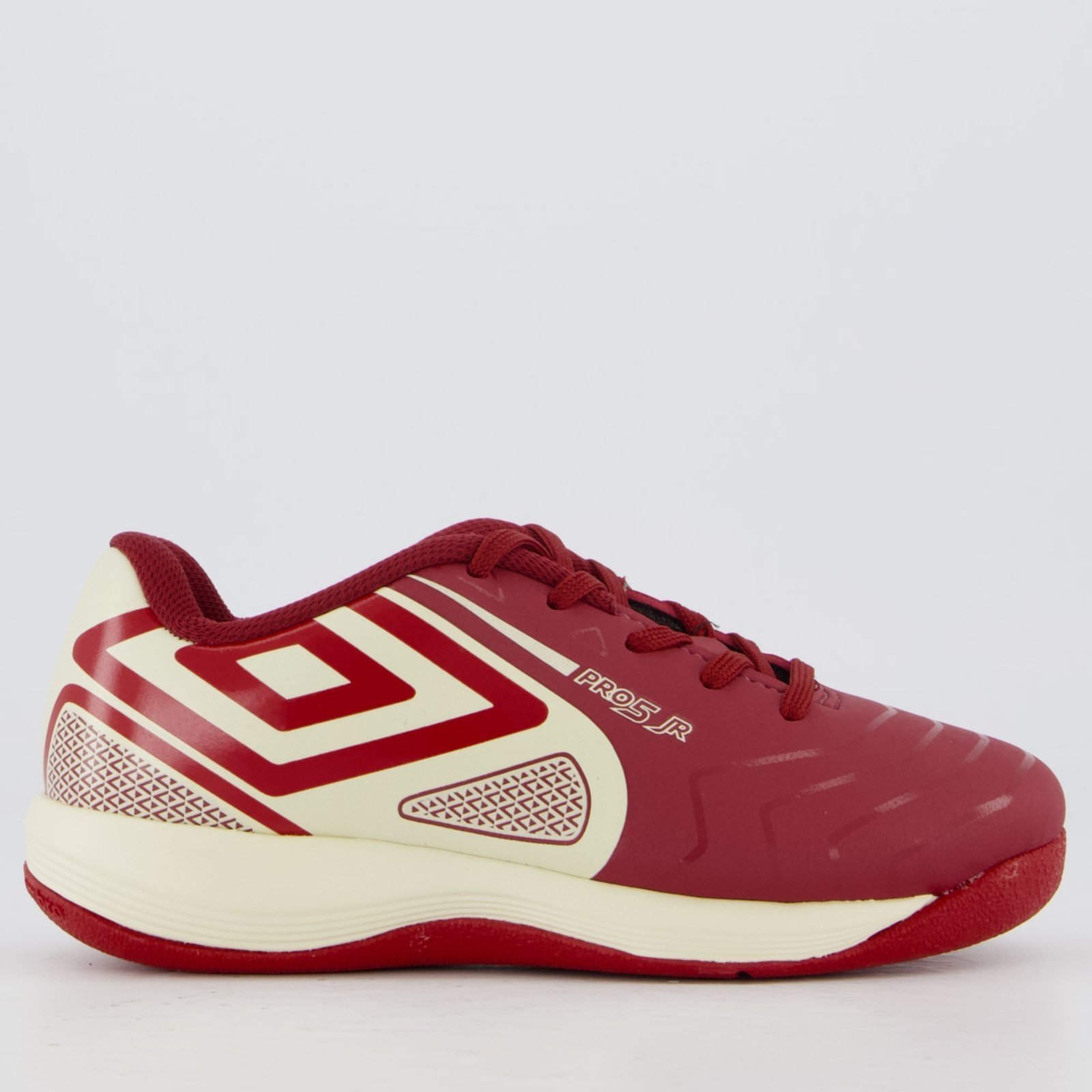 Vista 2 Infantil - Chuteira Umbro Pro 5 Futsal Juvenil Branca e Vermelha vermelho Umbro vermelho