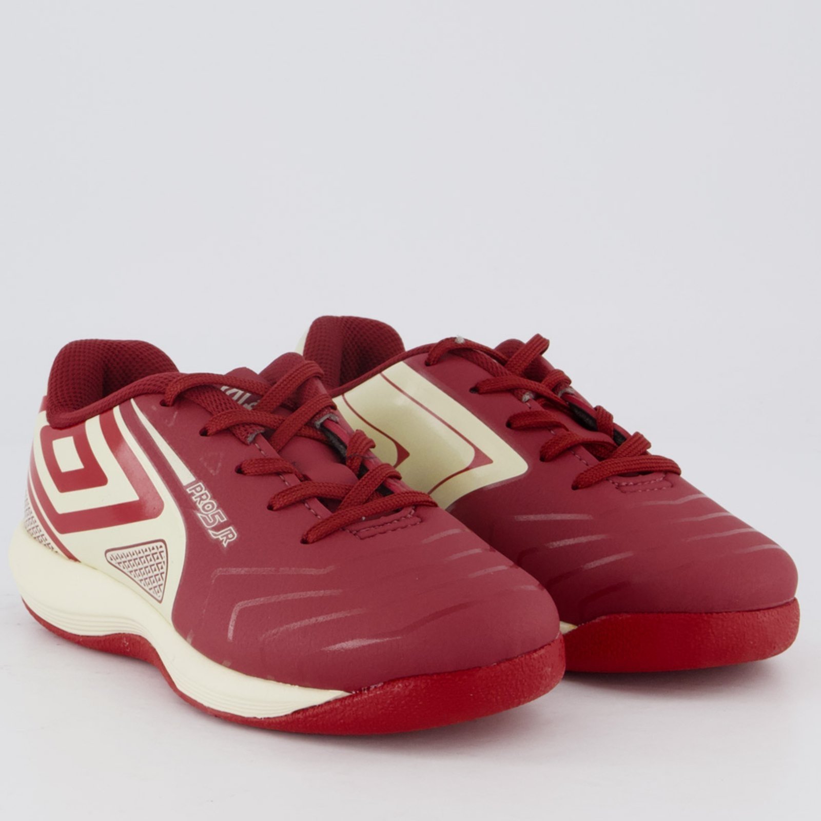 Vista 3 Infantil - Chuteira Umbro Pro 5 Futsal Juvenil Branca e Vermelha vermelho Umbro vermelho