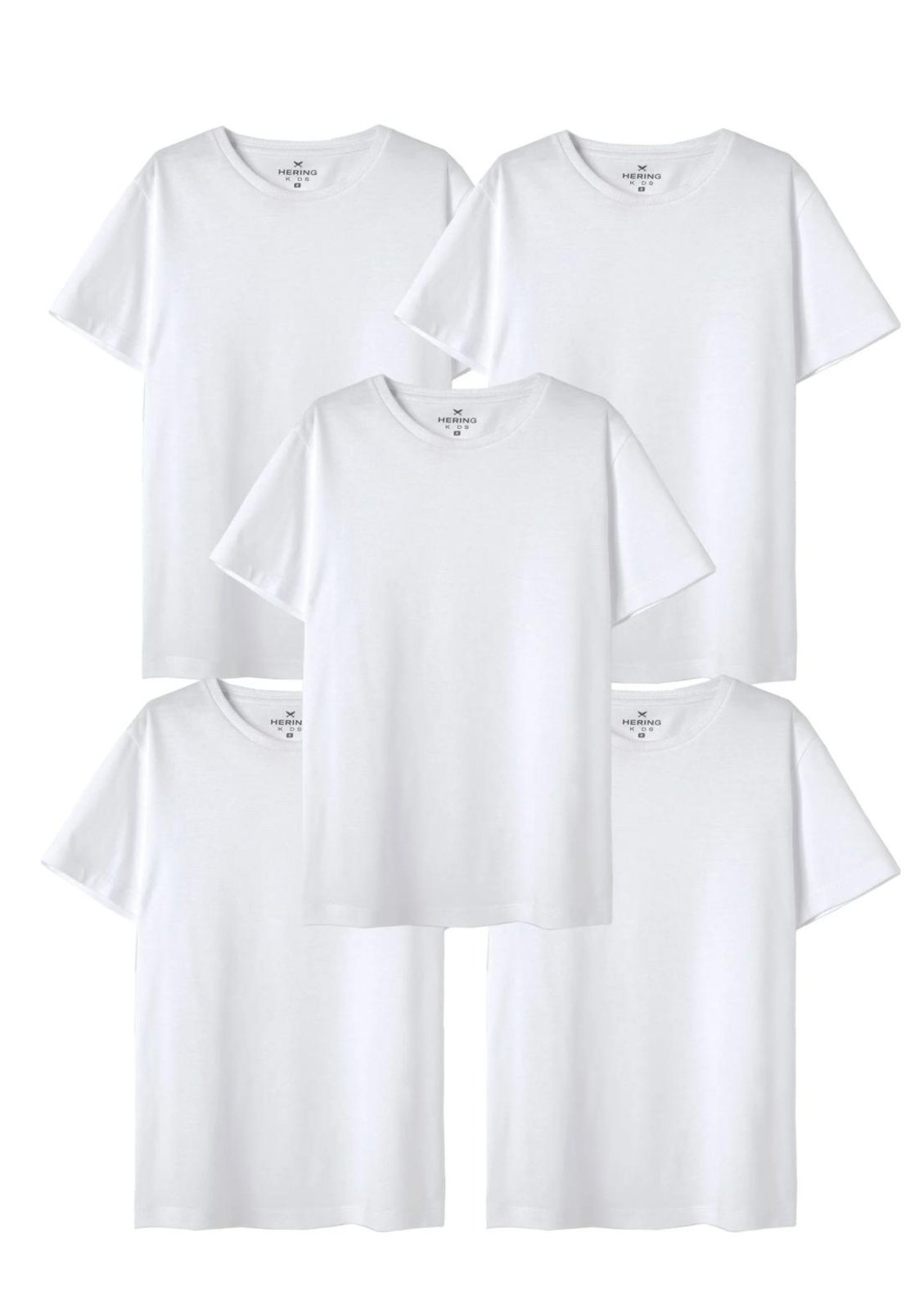 Infantil - Kit Com 5 Camisetas Básica Unissex Manga Curta Slim Hering - Branco