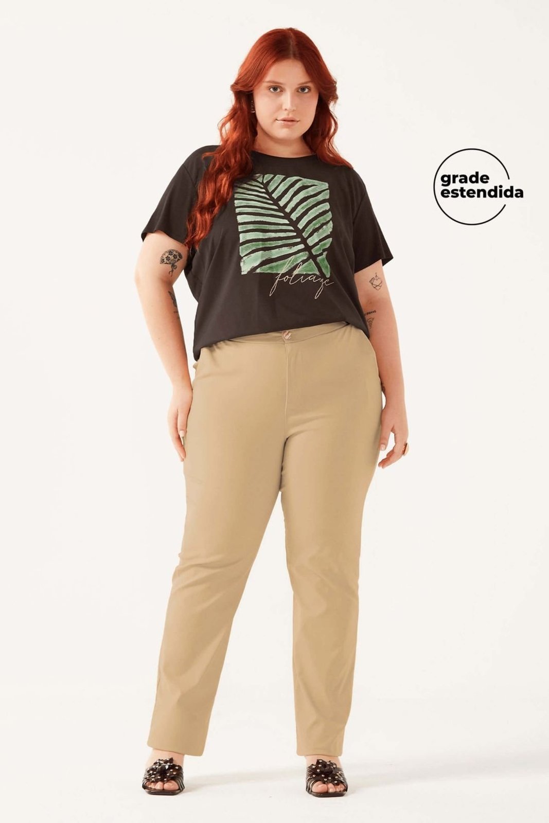 Calça Feminina Reta Bengaline Marialícia Bege