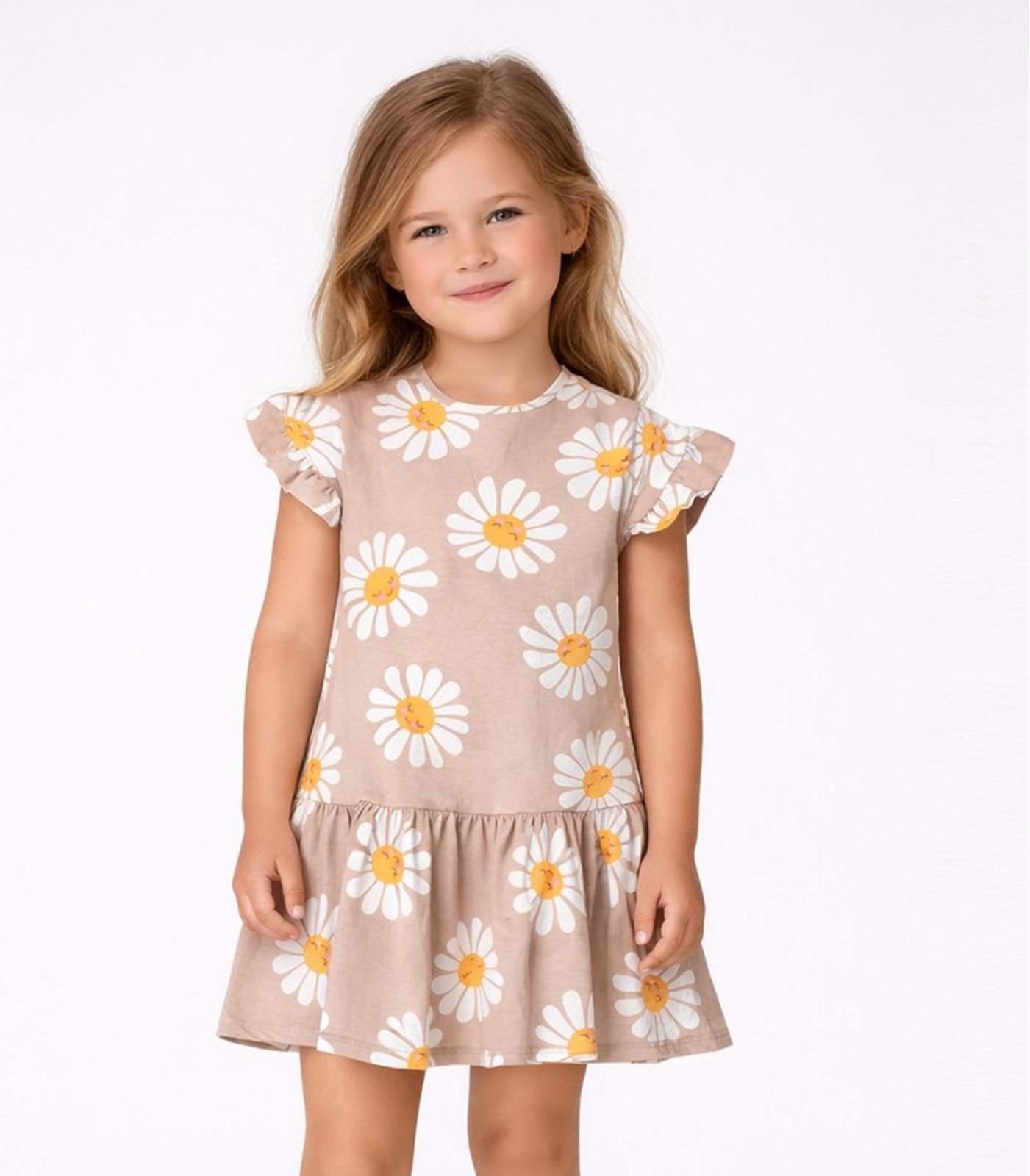 Infantil - Vestido Estampado E Franzidos Select Bege