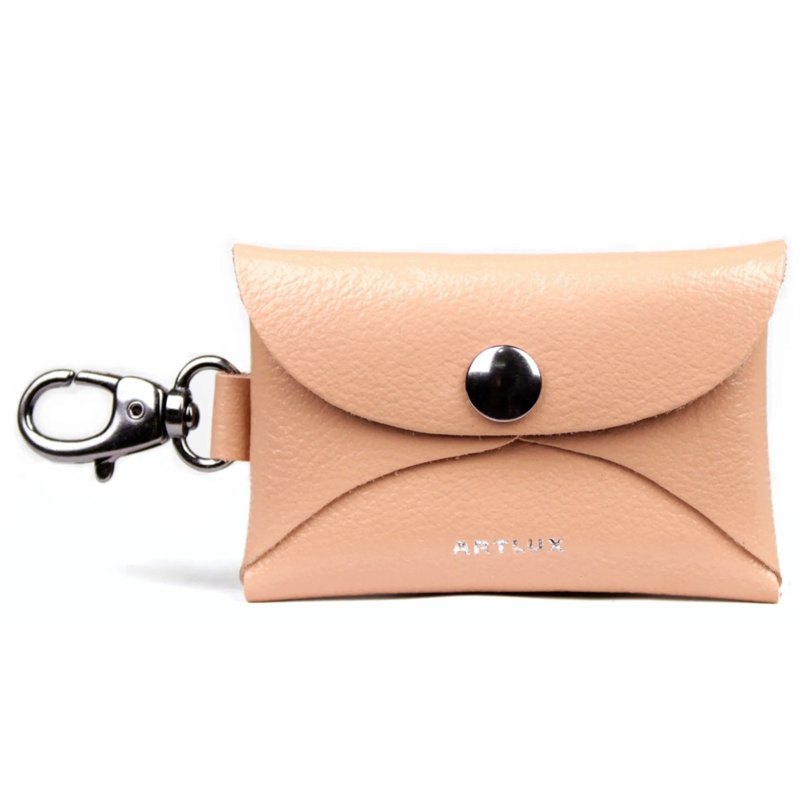 Chaveiro Charm Bag Porta Moedas Notas e Cartões em Couro Artlux 516 Amêndoa