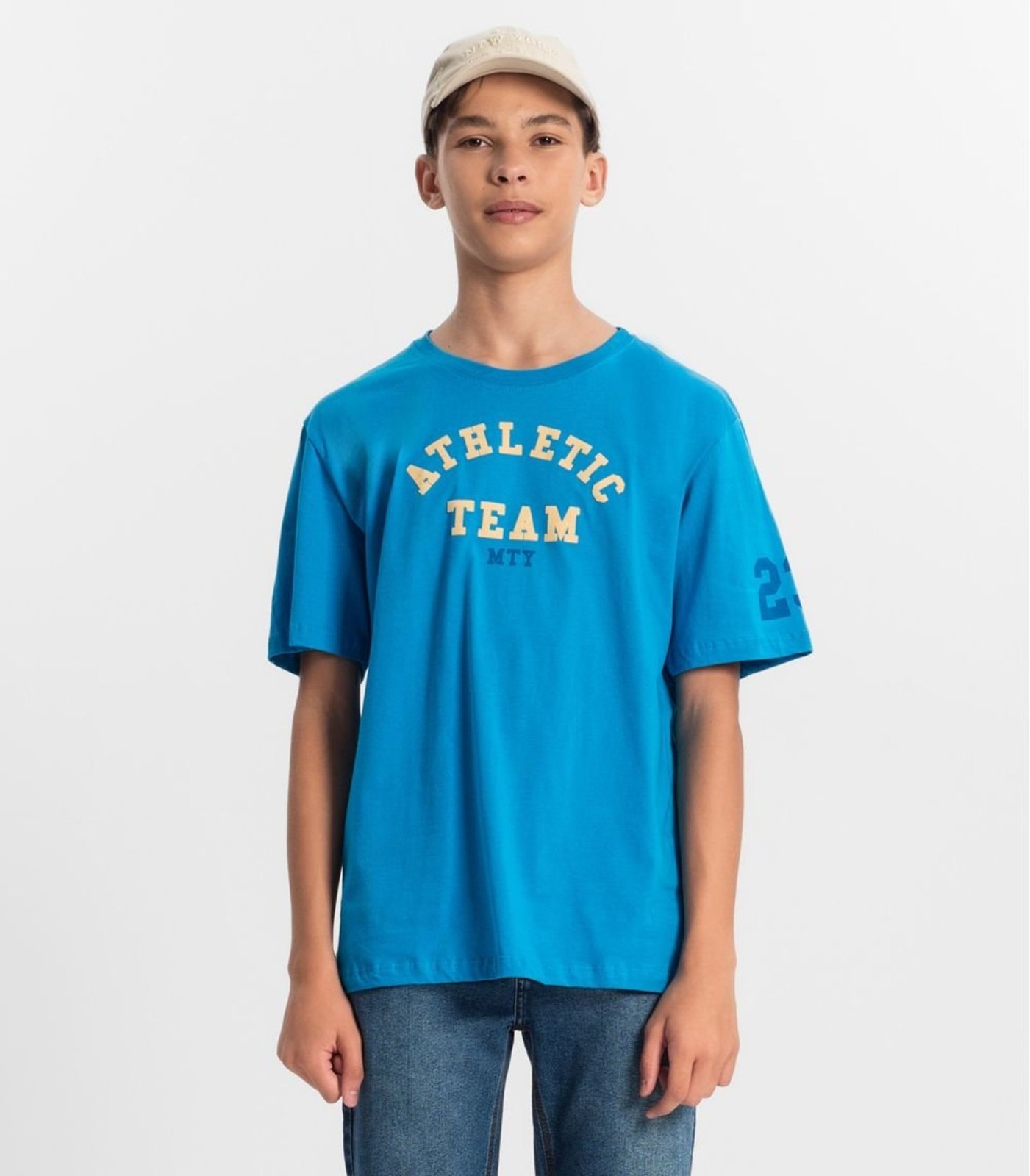 Infantil - Camiseta Juvenil Masculina Em Meia Malha Minty Azul