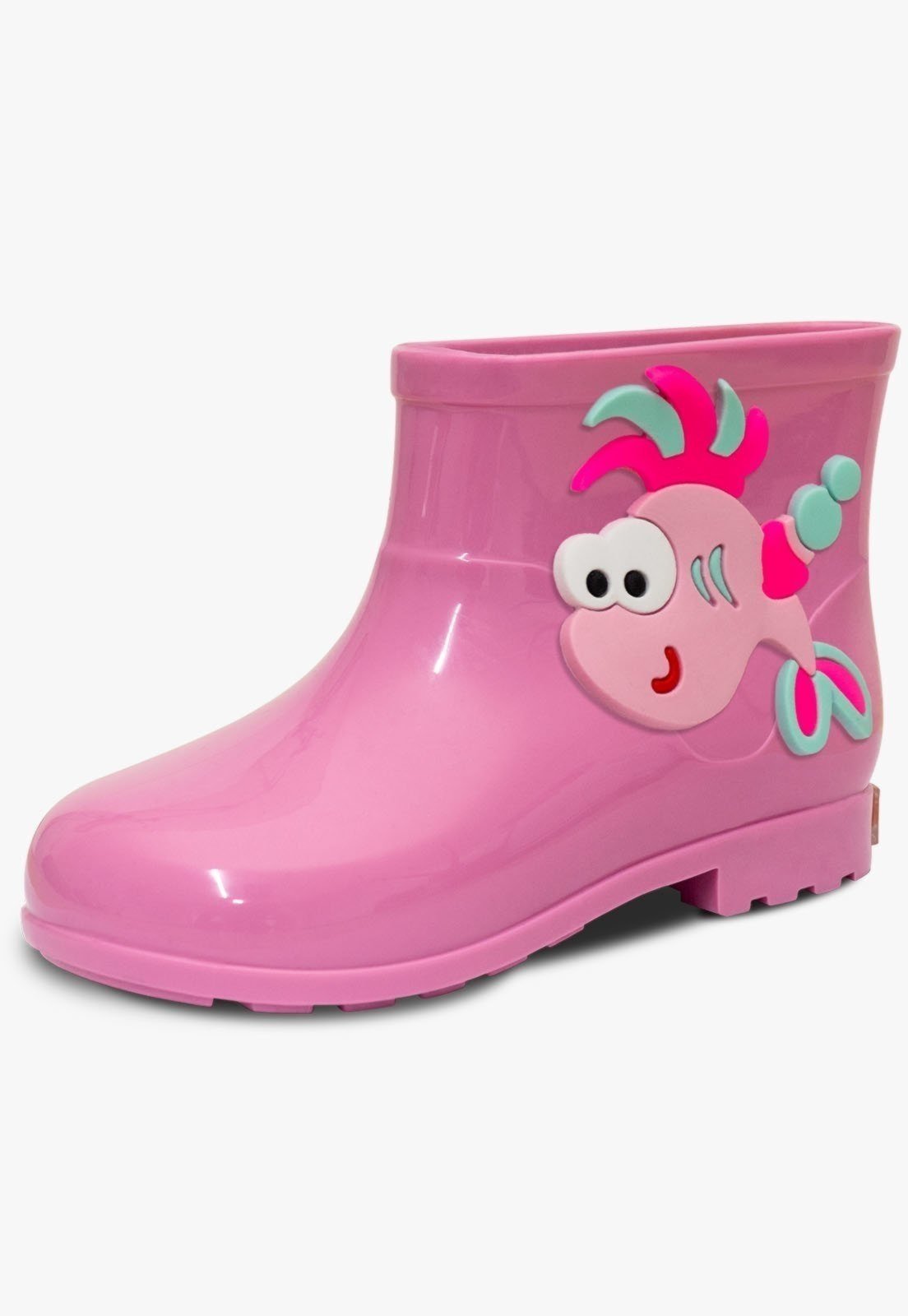 Infantil – Bota Galocha Cano Baixo Pópidi Menina Peixe Rosa