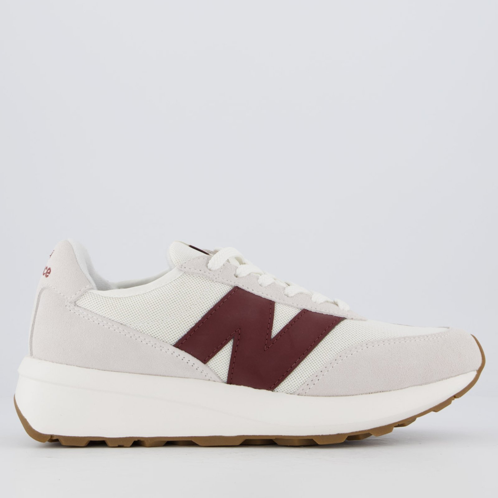 Vista 2 Tênis New Balance 370 V1 e Vermelho branco New Balance branco