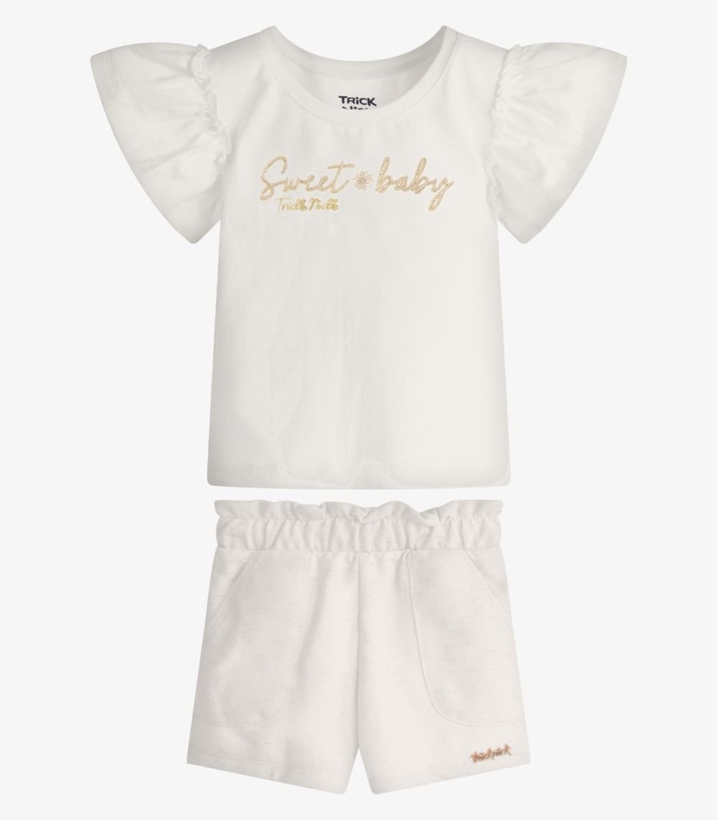 Infantil - Conjunto Feminino Blusa Com Shorts Trick Nick Bege