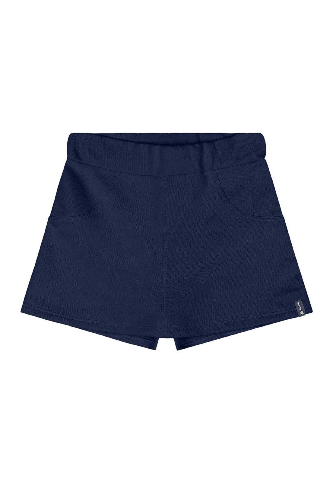 Infantil - Short-Saia em Moletom Menina Quimby Azul