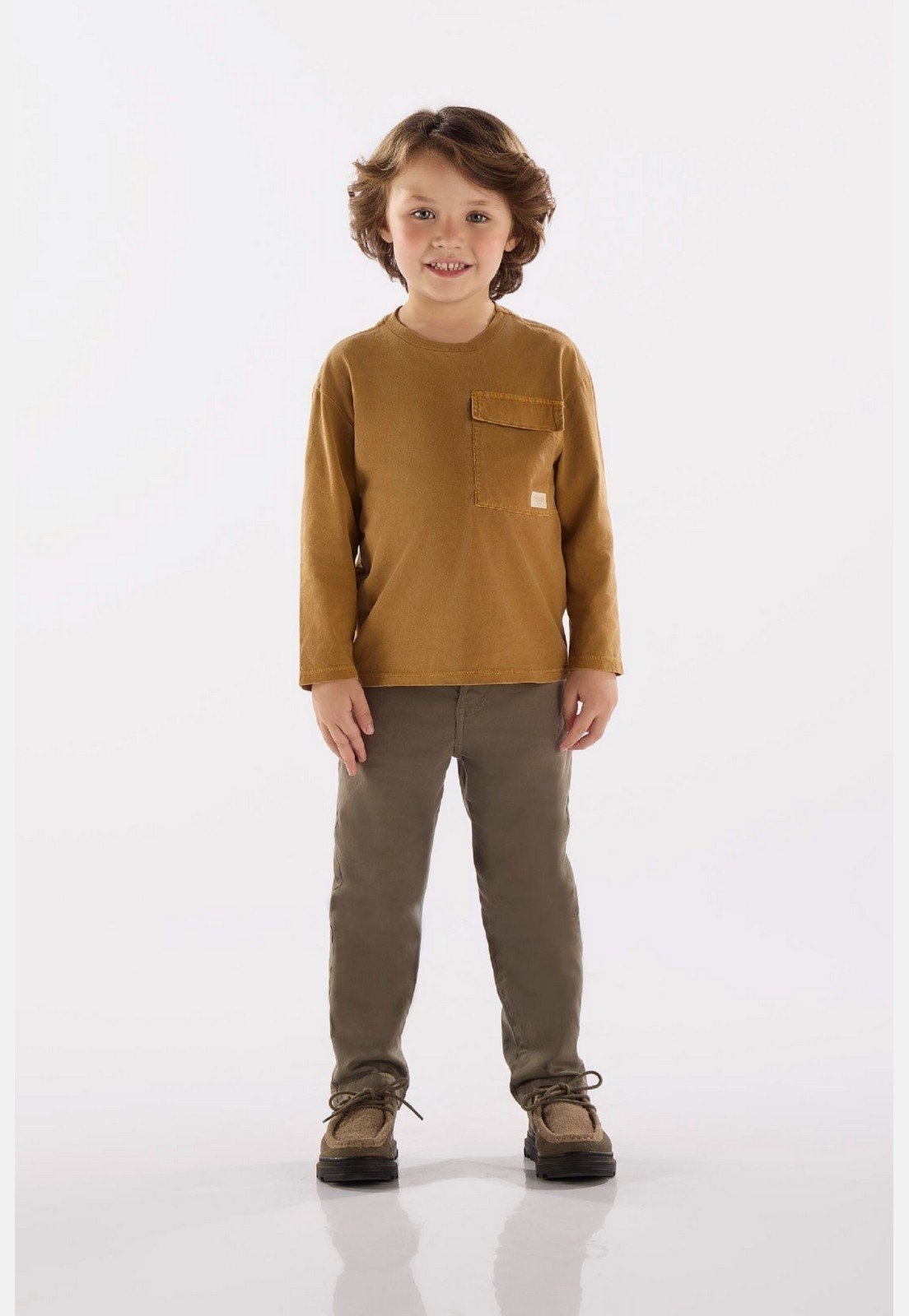 Infantil – Camiseta Masculina em Meia Malha Up Baby Marrom