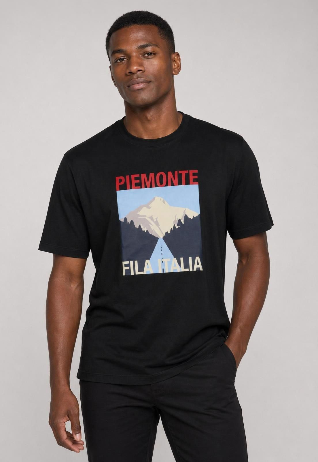 Camiseta Masculina Fila Estampa Gráfica Preta