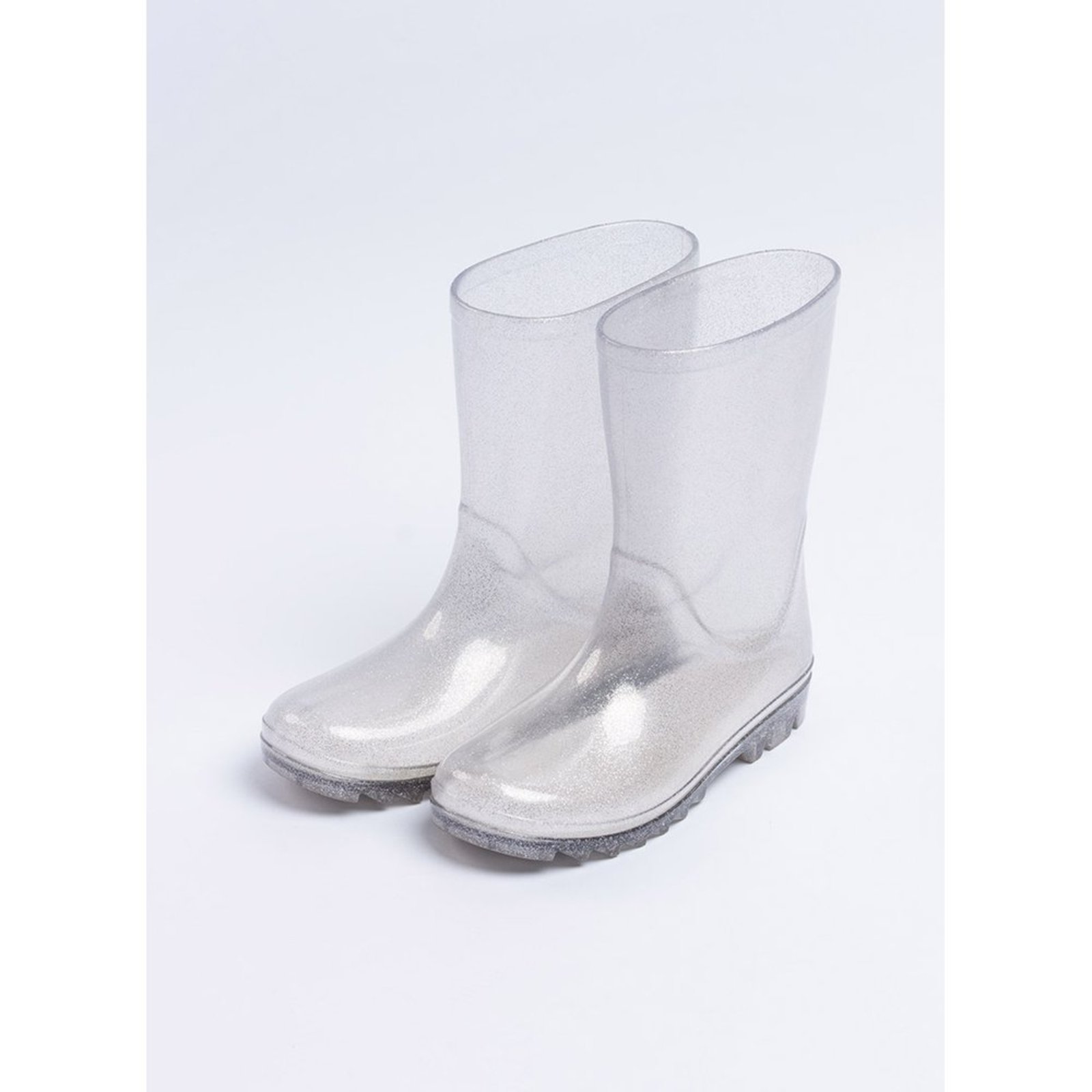 Vista 2 Infantil - Galocha Cano Alto Menina Transparente de Brilho Molekada branco Molekada branco