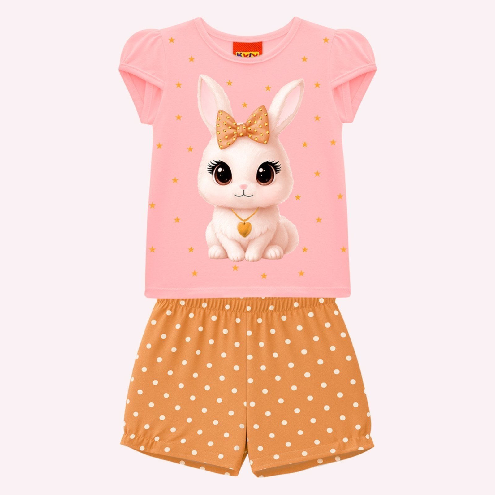Vista 2 Infantil - Conjunto Menina Coelhinha Kyly rosa Kyly rosa