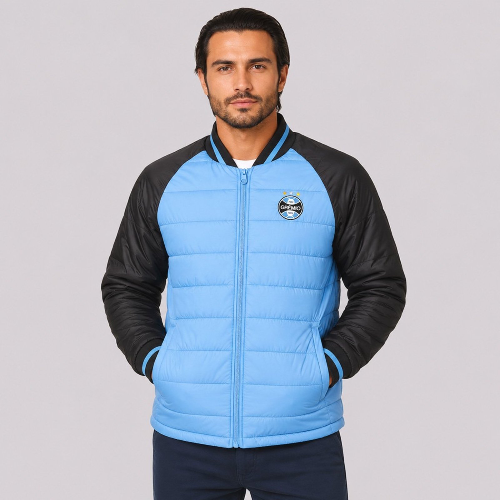 Jaqueta Grêmio Puffer Azul