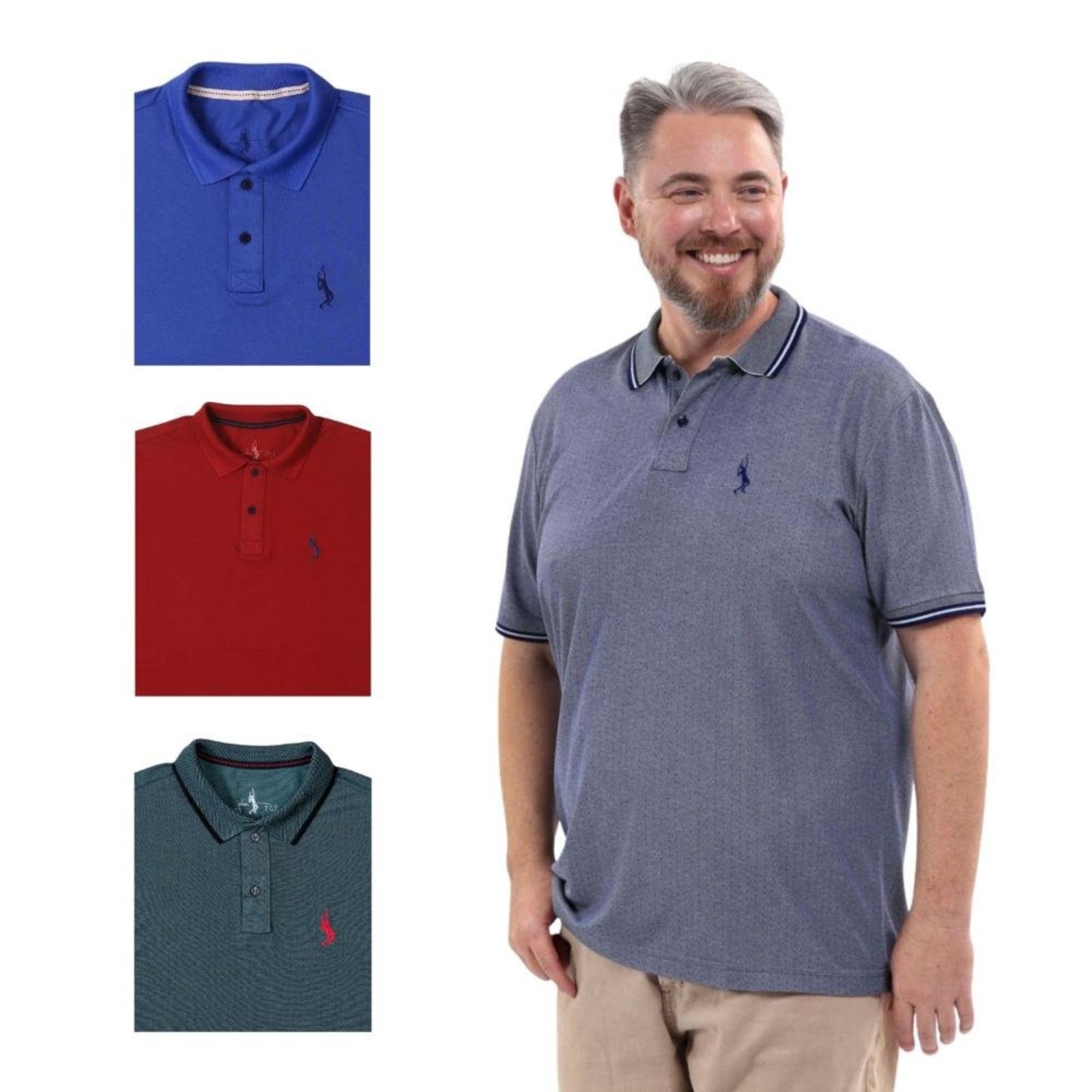 Kit 4 Camisa Polo Plus Size Lisa Casual Elegante Ocasiões