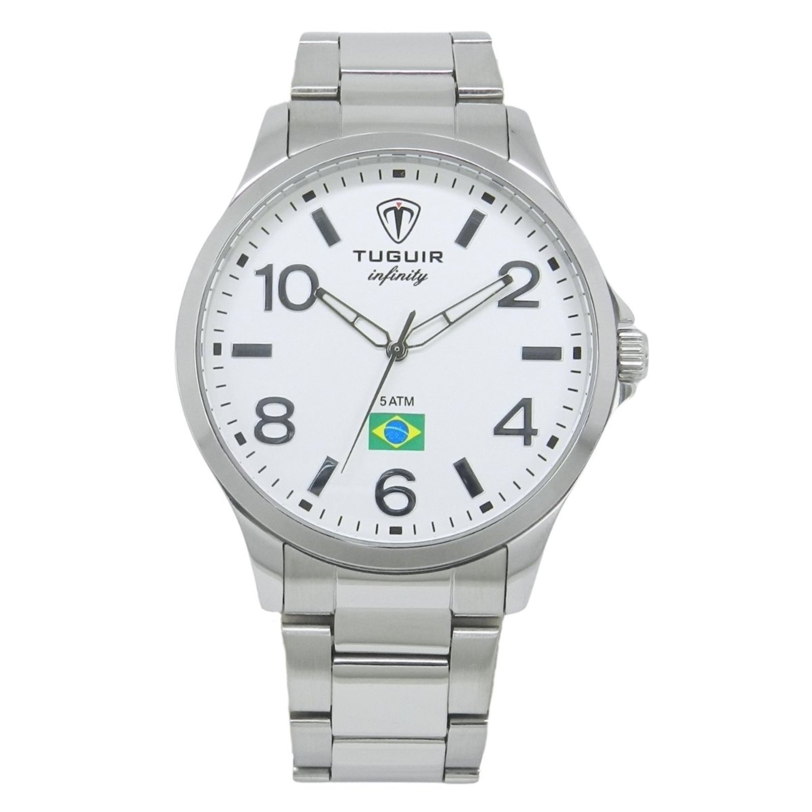 Relógio Masculino de Aço Tuguir Analógico Infinity TGI37226 Prata e Branco