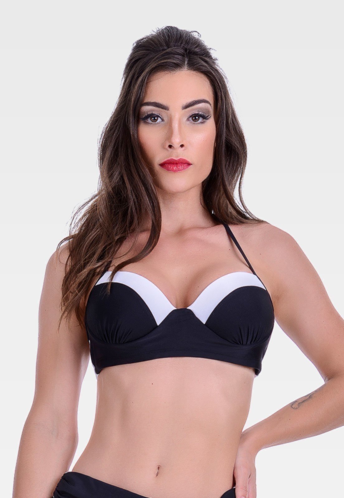 Top Summer Soul Meia Taça Com Bojo Preto e Branco
