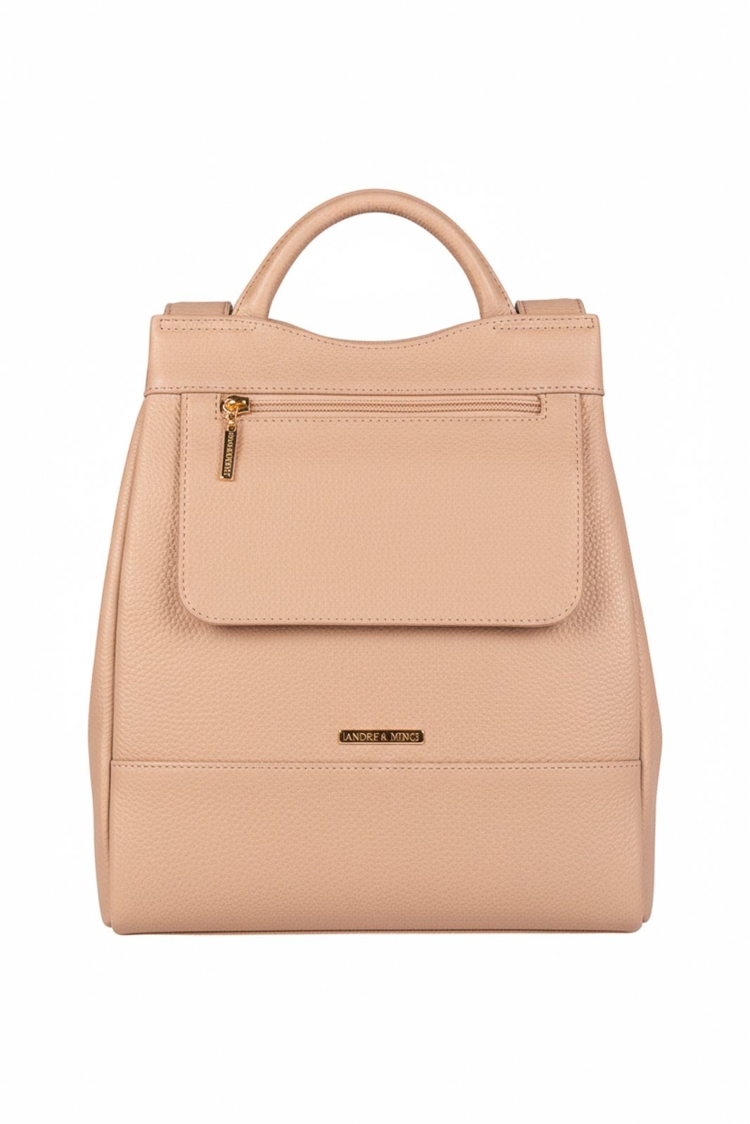 Mochila pequena antifurto couro liso Susan – Bege