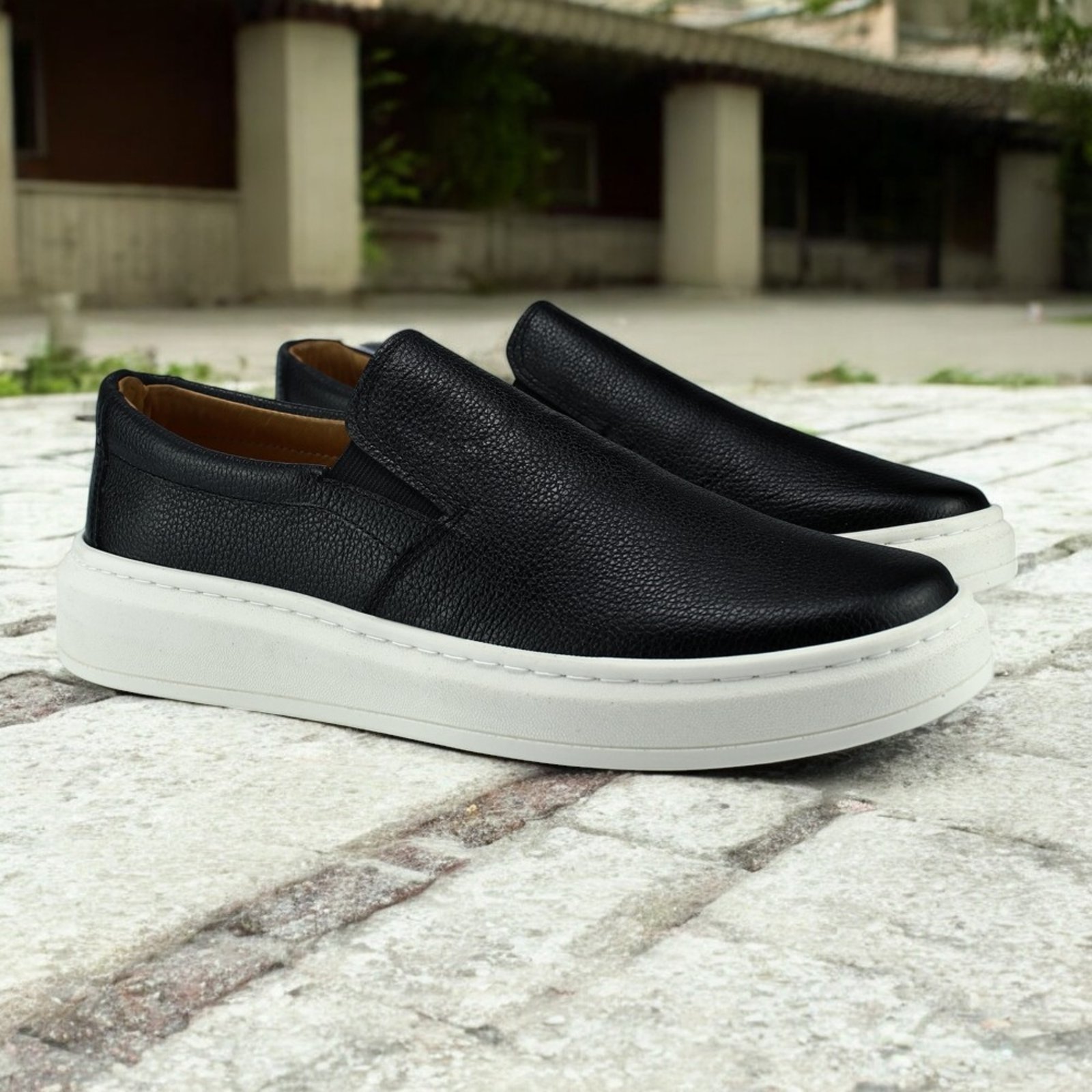 Loafer Masculino em Couro Forrado em Couro Com Palmilha em Couro Conforto Casual Preto