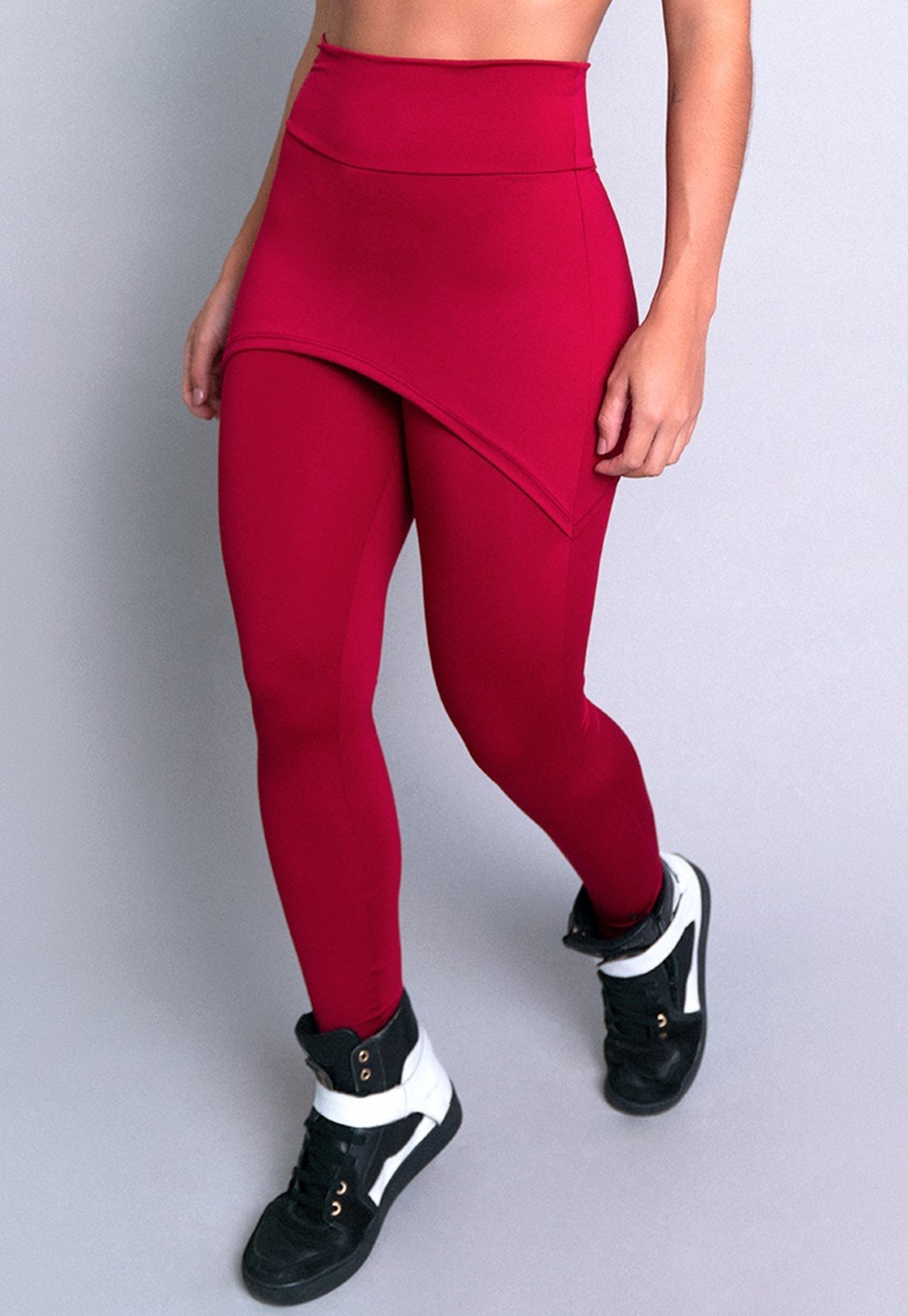 Calça Legging MVB Modas Saia Tapa Bumbum Suplex Lisa Vinho