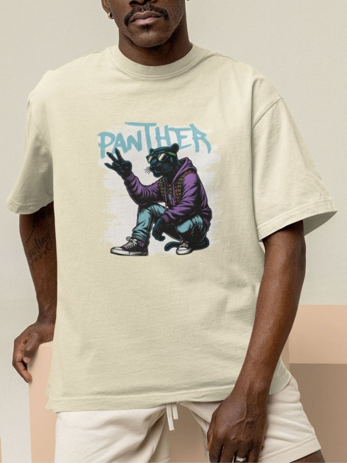 Camiseta Básica Masculina GuGi Pantera Negra Streetwear Style Off White