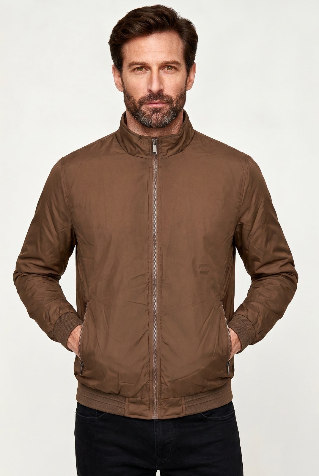Jaqueta masculina nylon resinada 69485 - Marrom