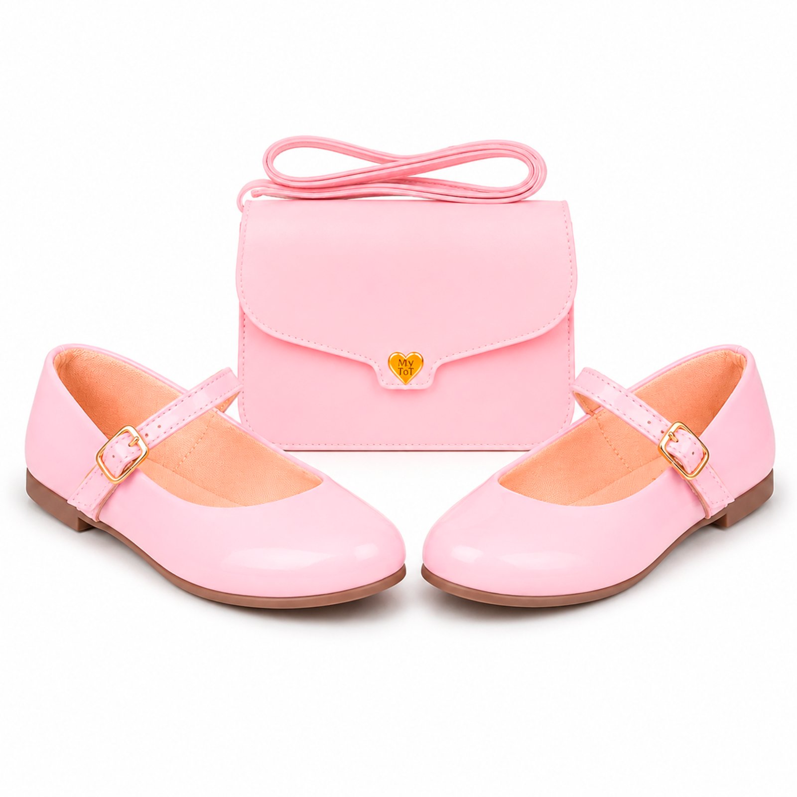 Infantil - Kit Sapatilha Rosa Social Menina com Bolsa Lateral de Ombro Pepite