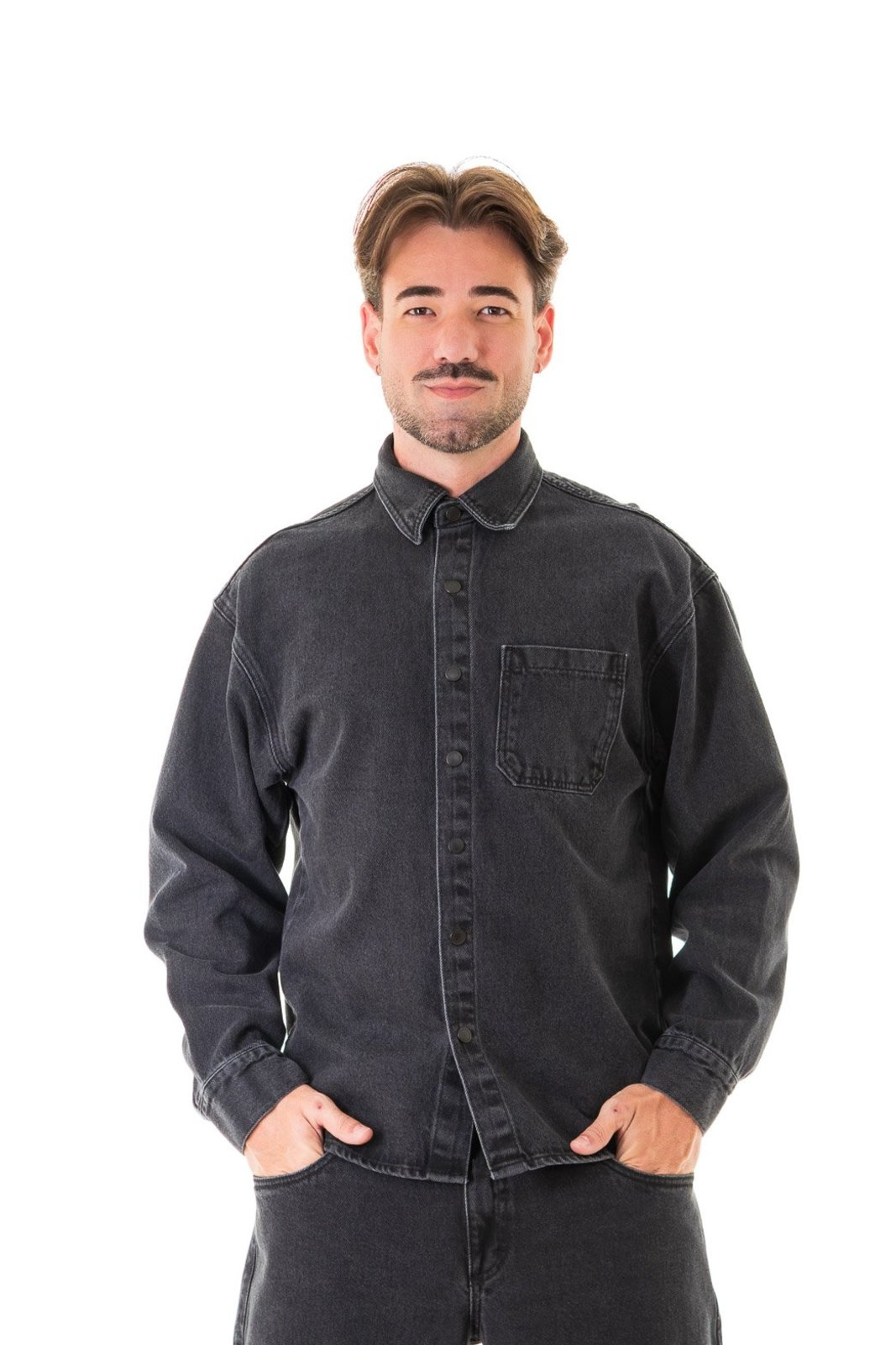Camisa Jeans Masculina Arauto Over Black