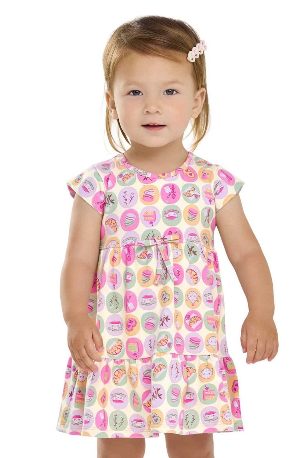 Infantil - Vestido Menina Cotton Estampado Elian Bege