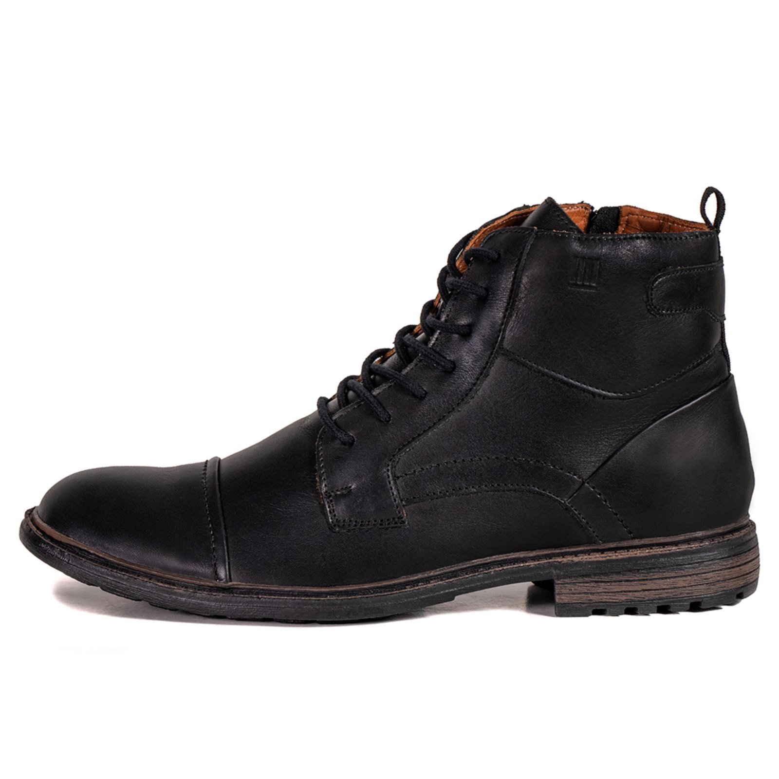 Bota Coturno Masculino Casual Dunamis Forrado em Couro Preto