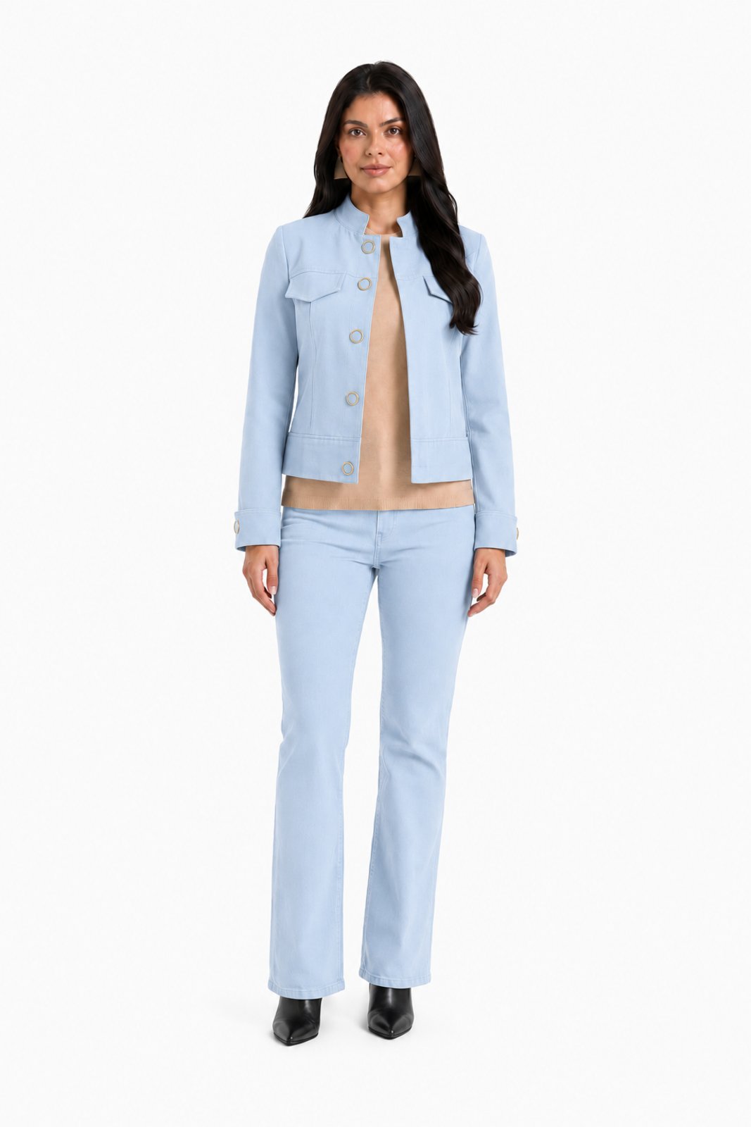 Jaqueta Feminina D Bell Outlet Fashion Botões Azul