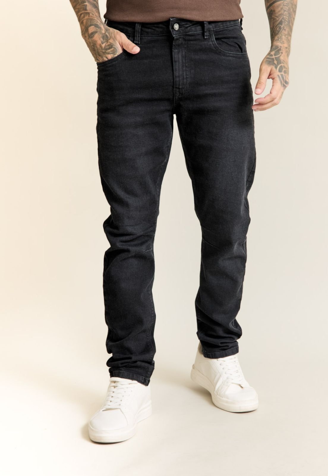 Calça Jeans Masculina Arqueada Preta com Elastano Dialogo Preto