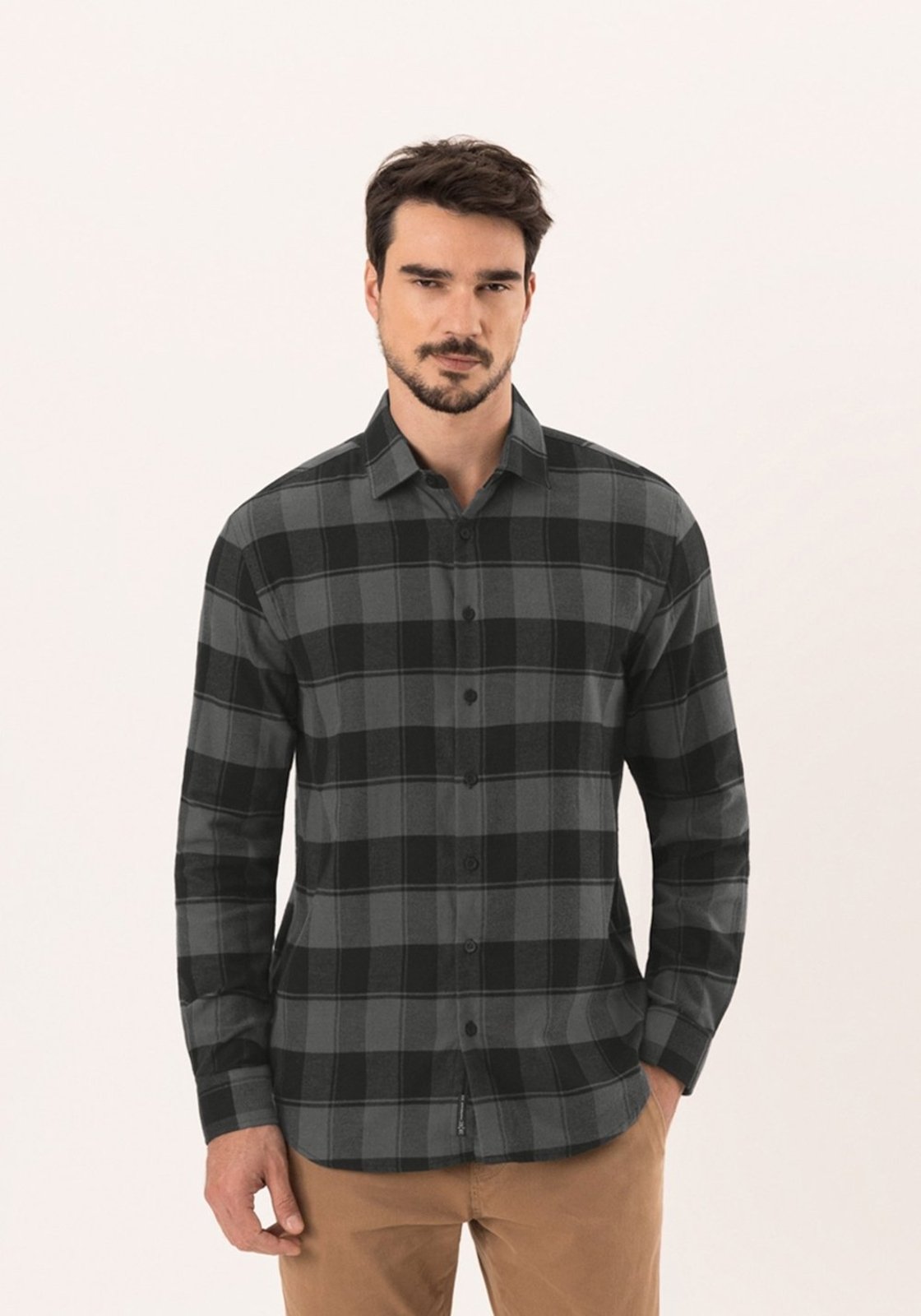 Camisa Comfort De Mangas Longas Em Flanela Leve