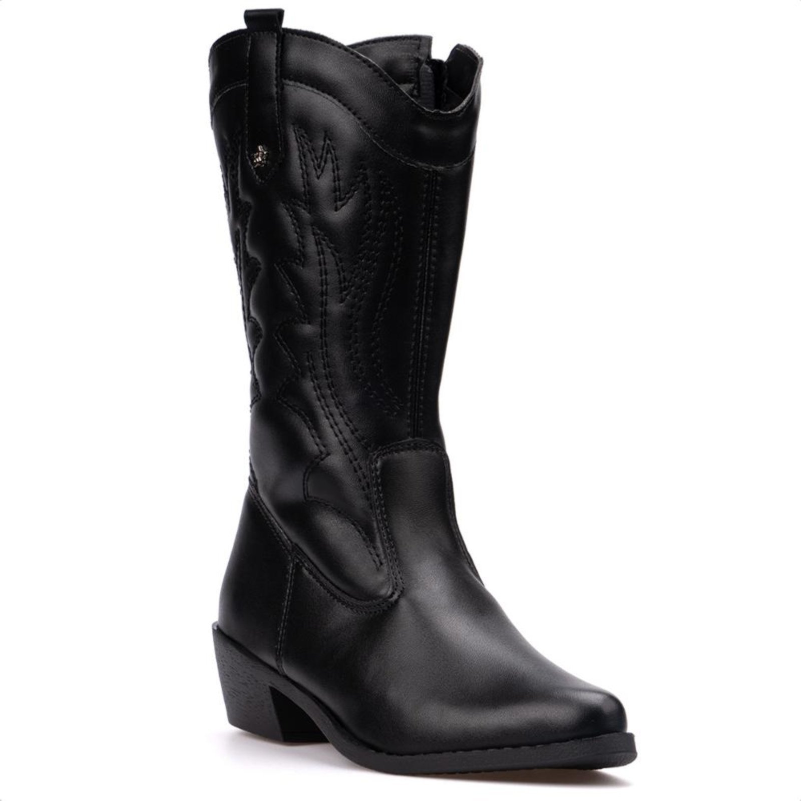 Vista 2 Infantil - Bota Feminina Texana Western Cano Alto Bordada Moda Menina Fashion preto Menina Fashion preto