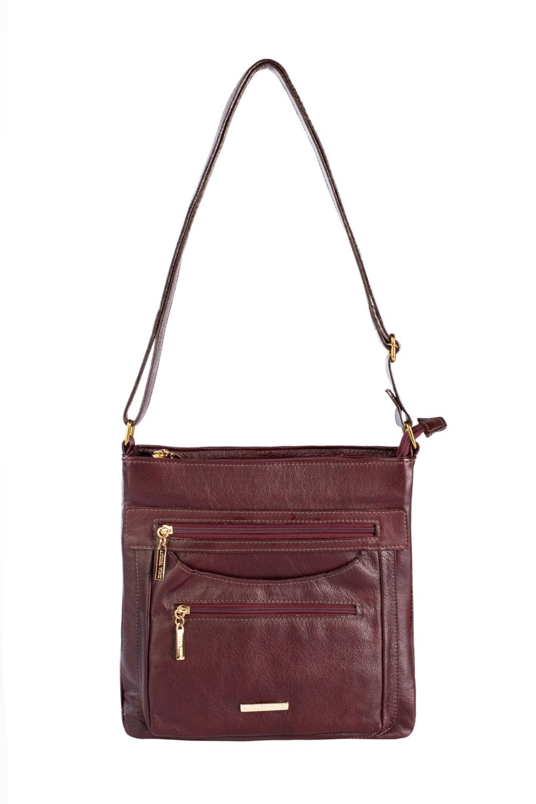 Bolsa tiracolo em couro liso Thais – Marsala