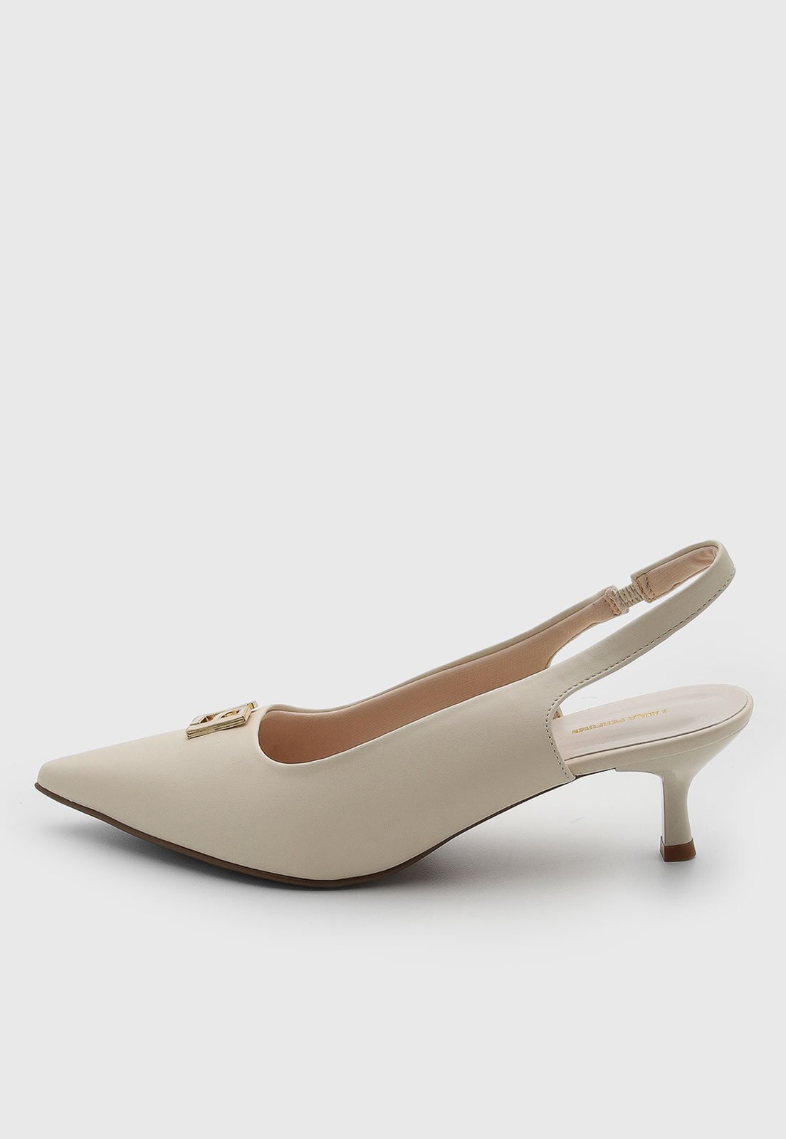Scarpin Feminino Lança Perfume Slingback Bico Fino Bege