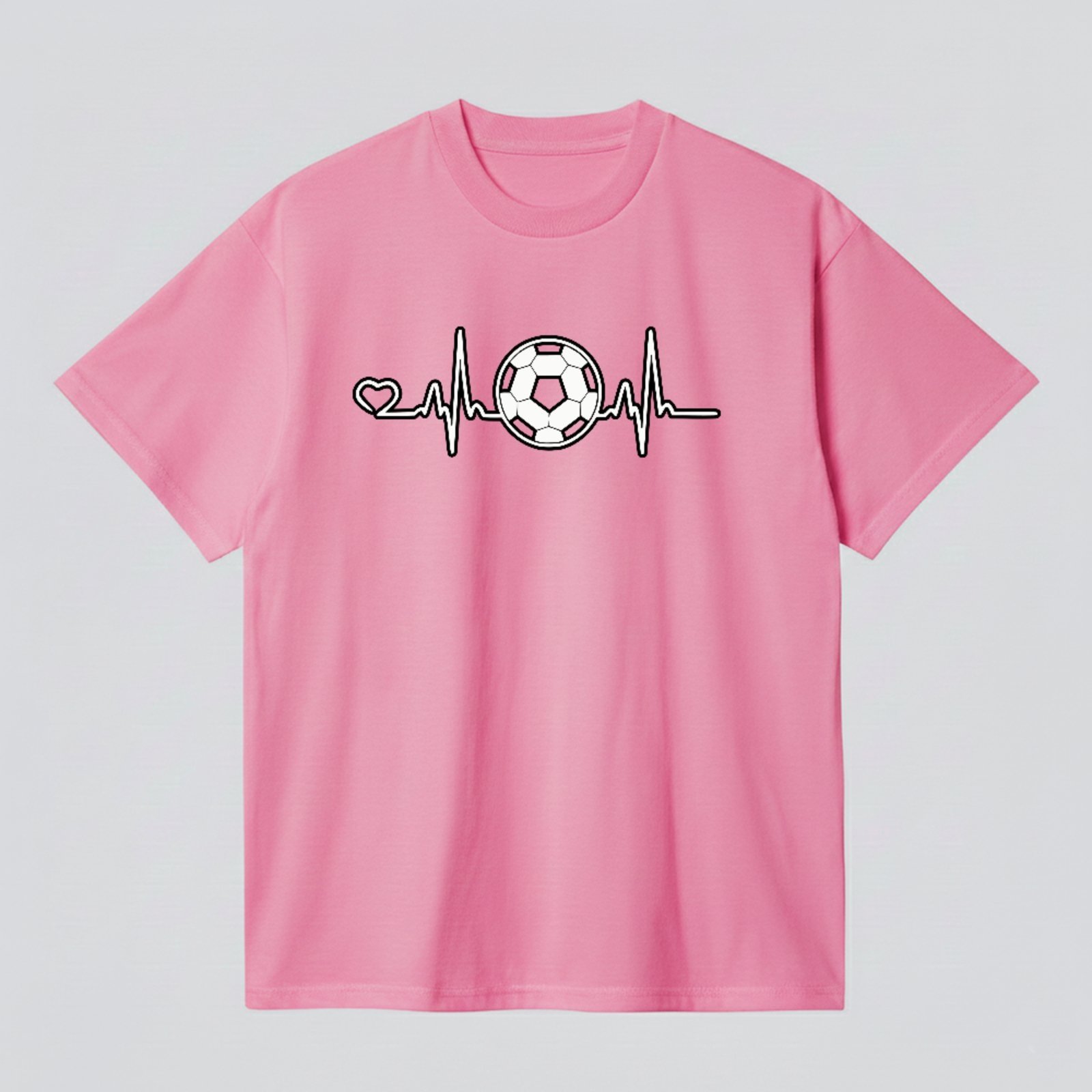 Camiseta Básica Futebol Batimento Cardíaco Estilo Minimalista Rosa