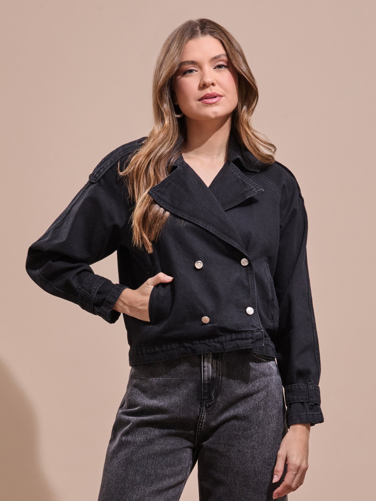 Jaqueta Biker Novah Store Jeans Preto