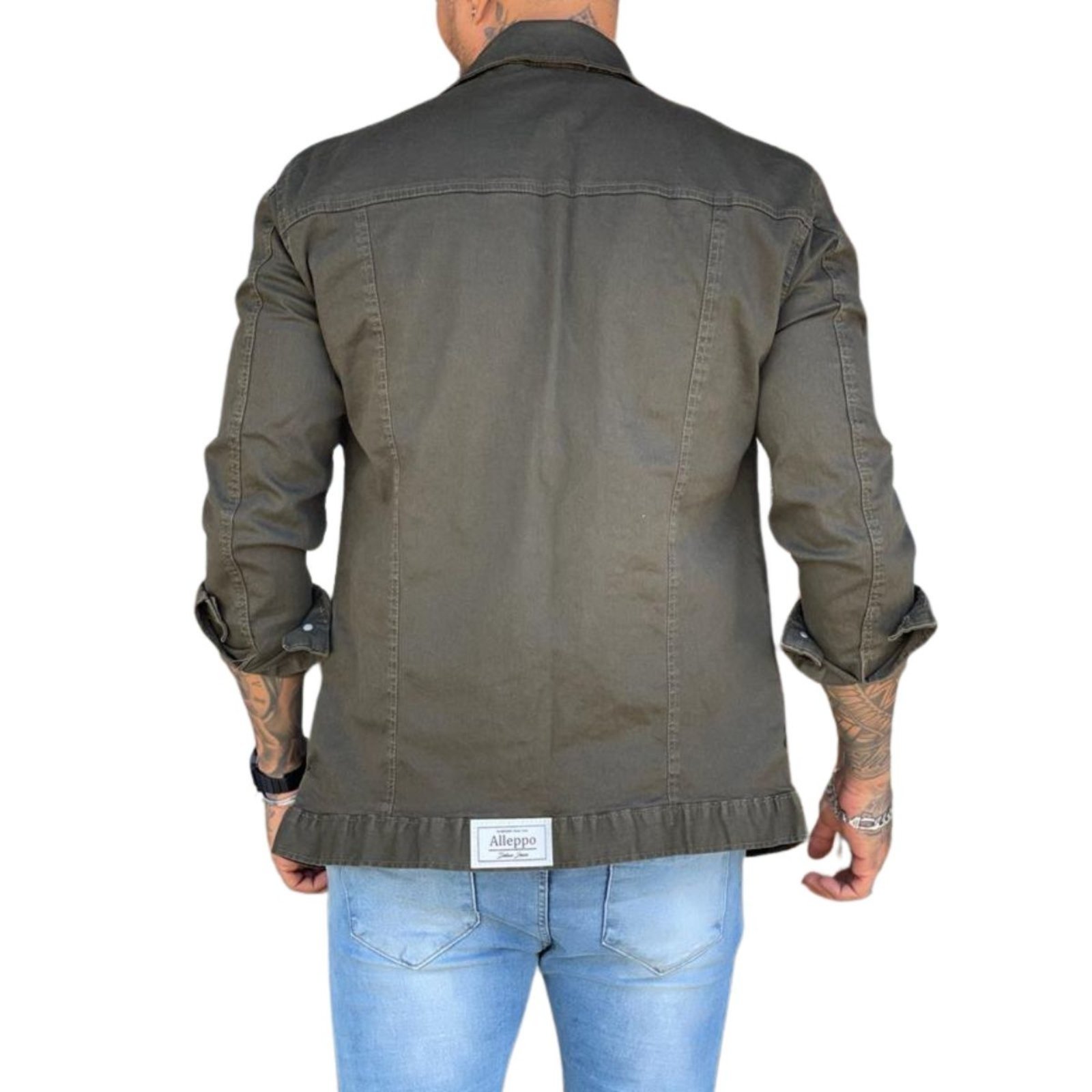 Vista 3 Jaqueta Masculina Sarja Quadriculada Alleppo Jeans verde/verde militar verde Alleppo Jeans verde/verde militar verde