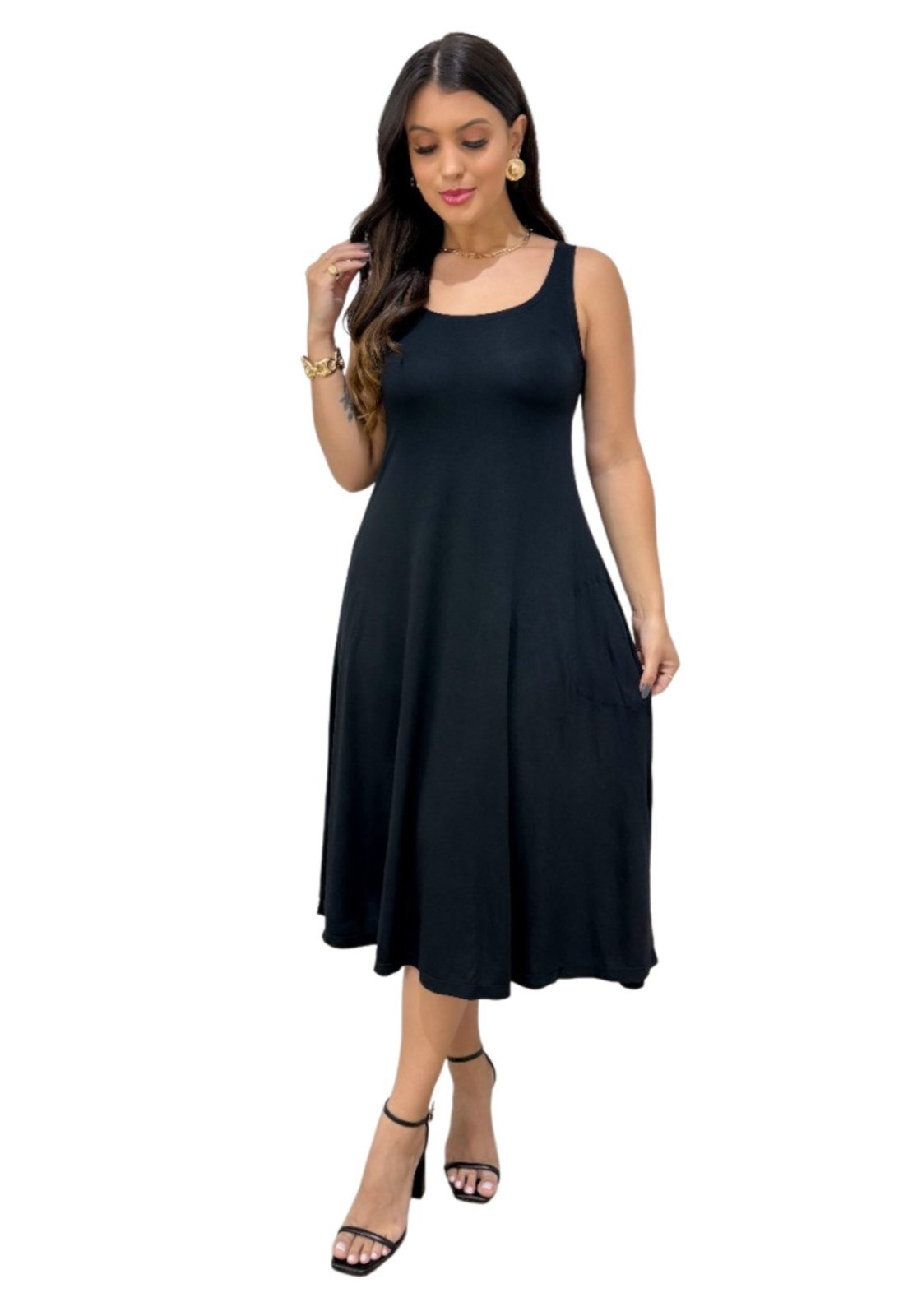Vestido Maria Paes Midi Preto