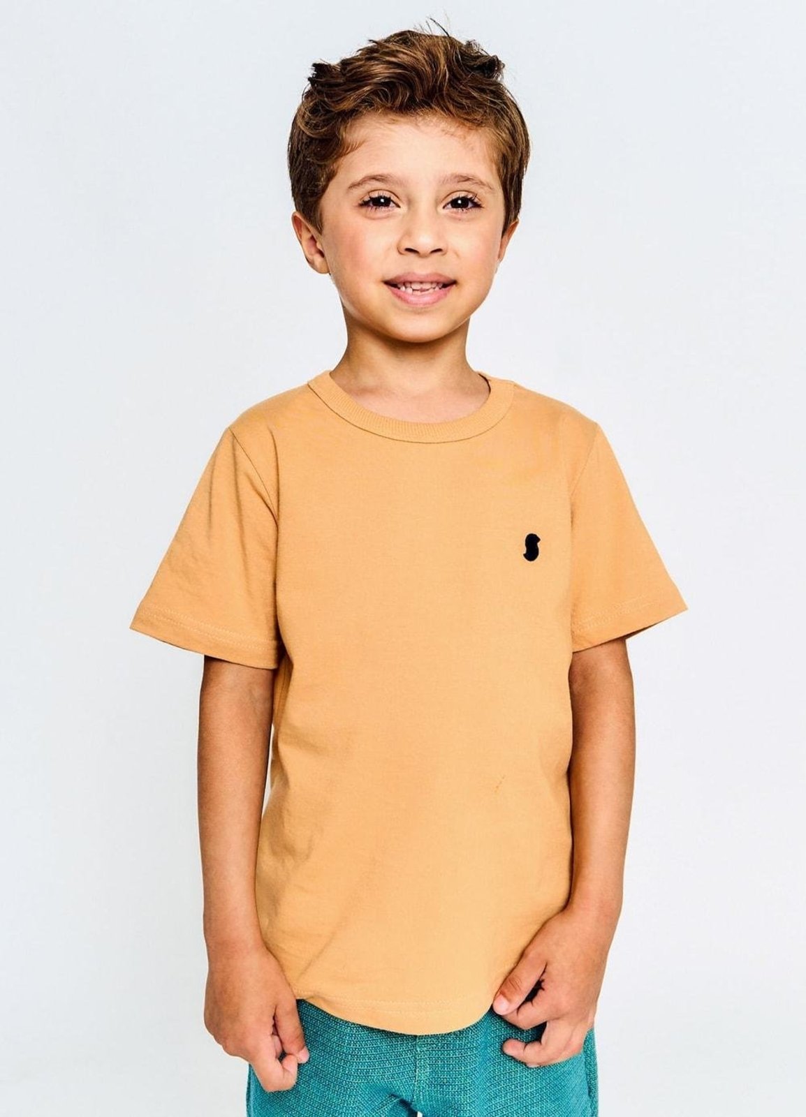 Infantil - Camiseta Menino Básico Alphabeto Laranja