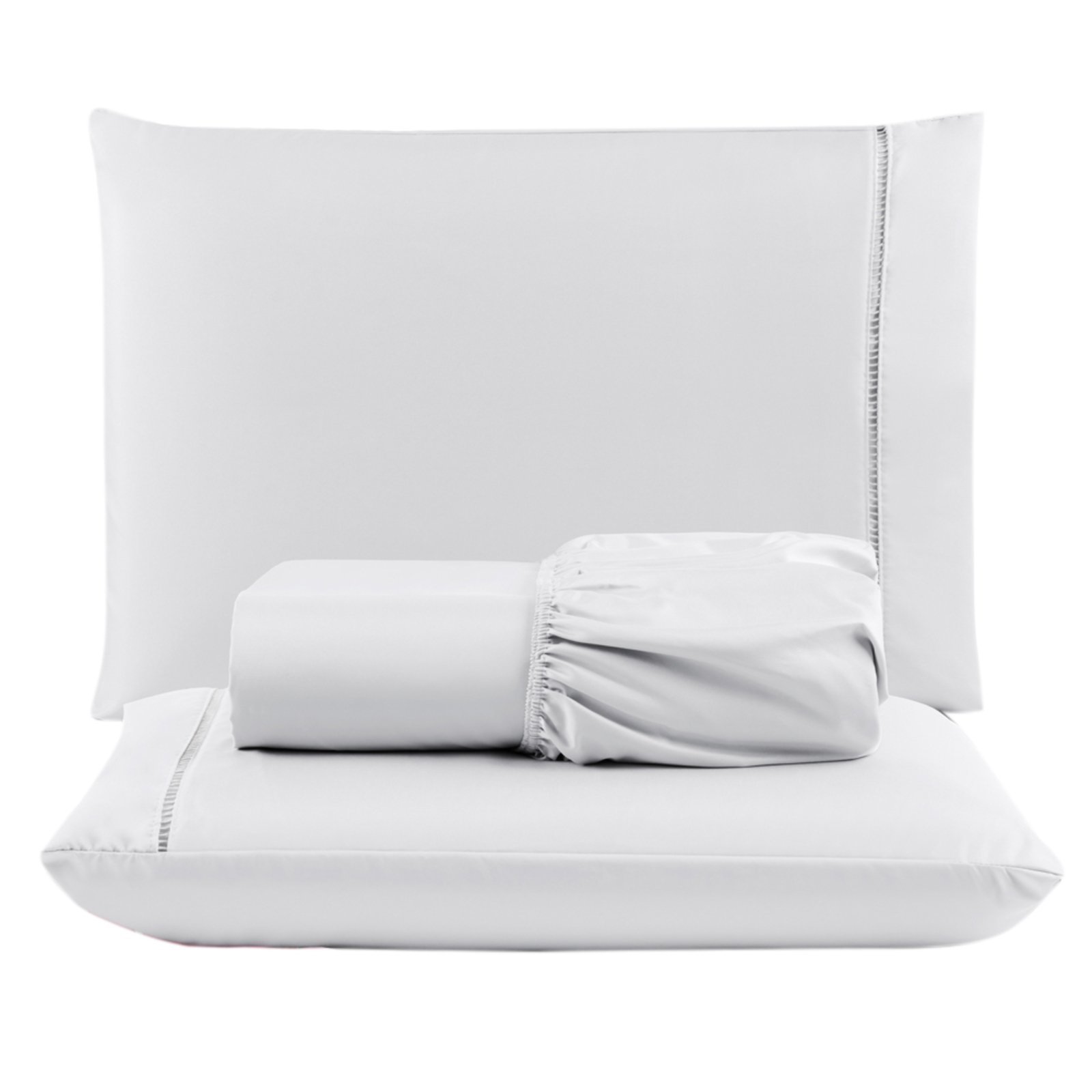 Jogo Cama Lençol Casa Scarpa Unique King Micro Percal 400 Fios Ponto Palito 3 Peças - Branco