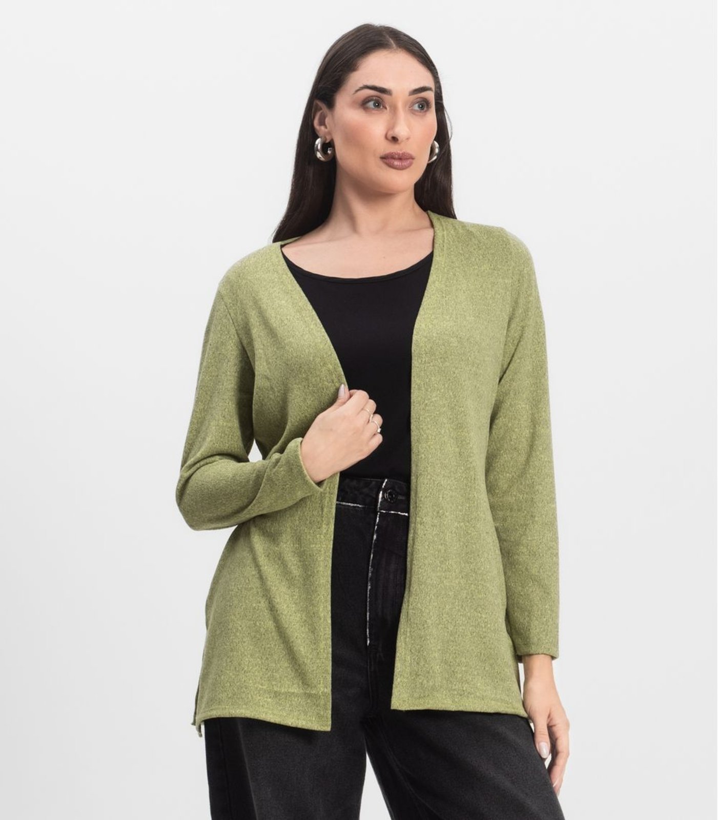 Cardigan Feminino Alongado Infinita Cor Verde