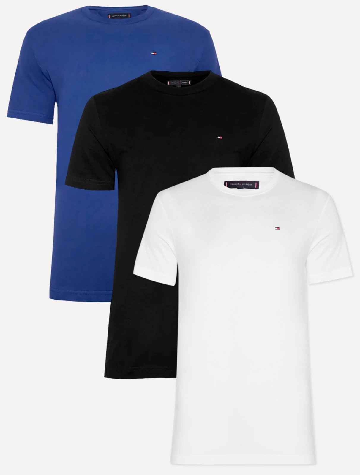 Kit Camisetas Tommy Hilfiger Masculina Essential Preta/Branca/Azul Royal 3UN