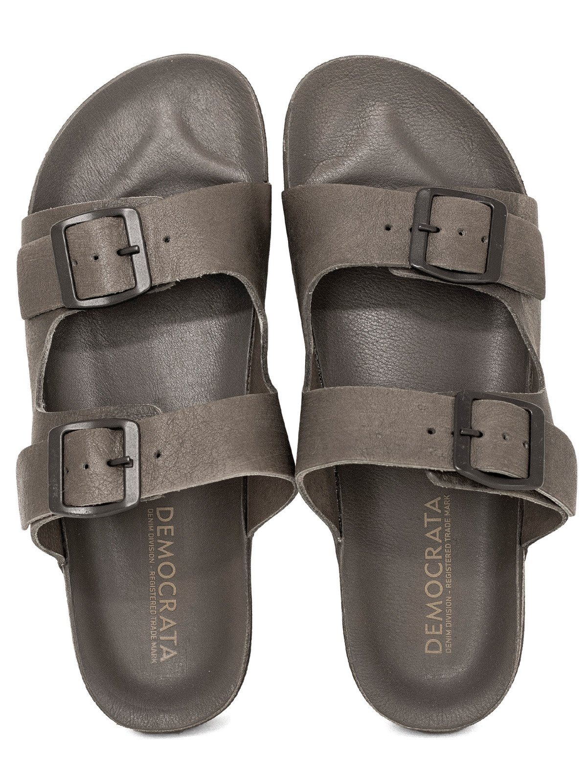 Sandália Masculina Democrata Casual Easy Weekend Couro Conforto Cinza Smoke