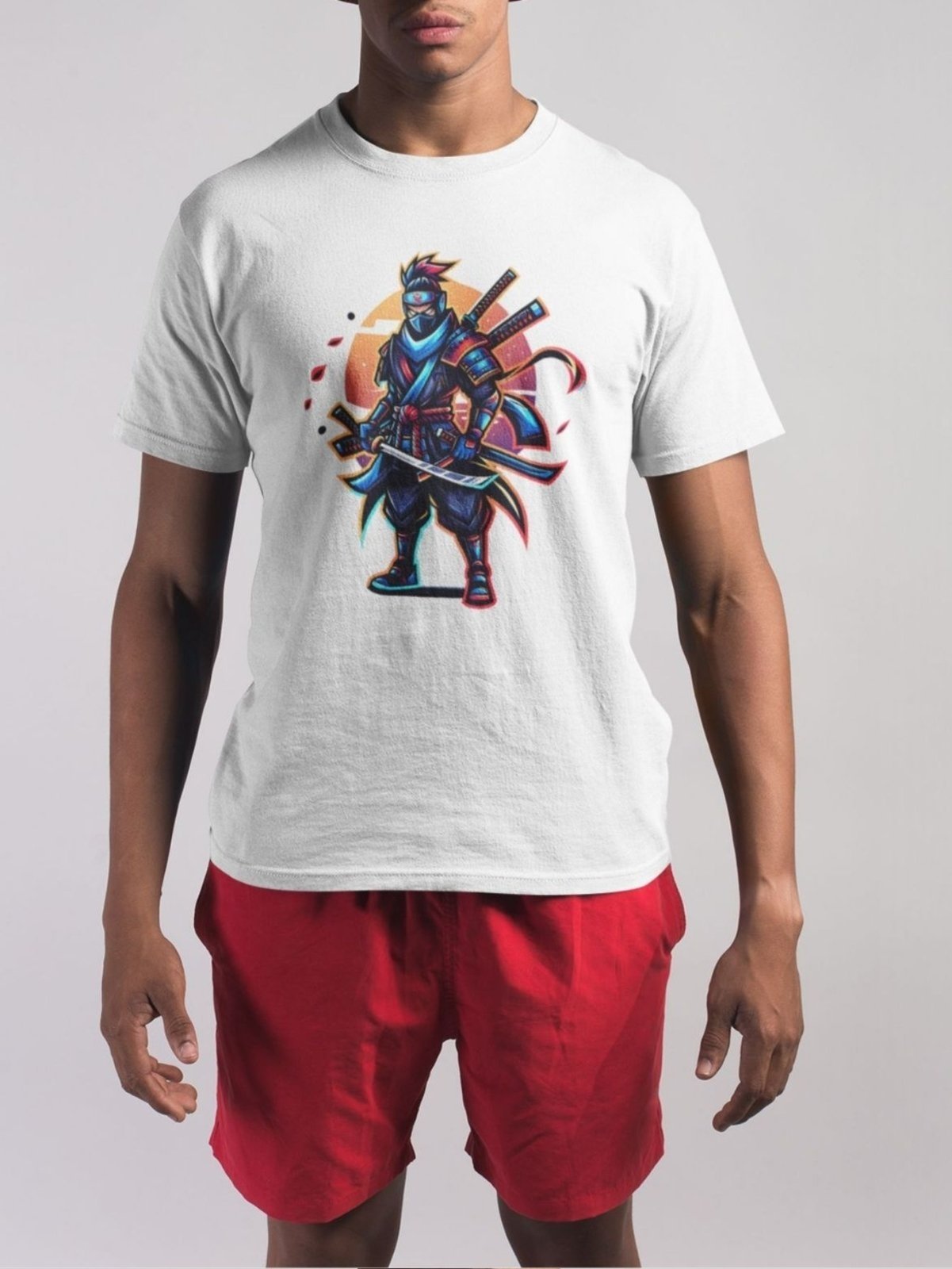 Camiseta Básica Masculina GuGi Samurai Ronin Ninja Anime Branco