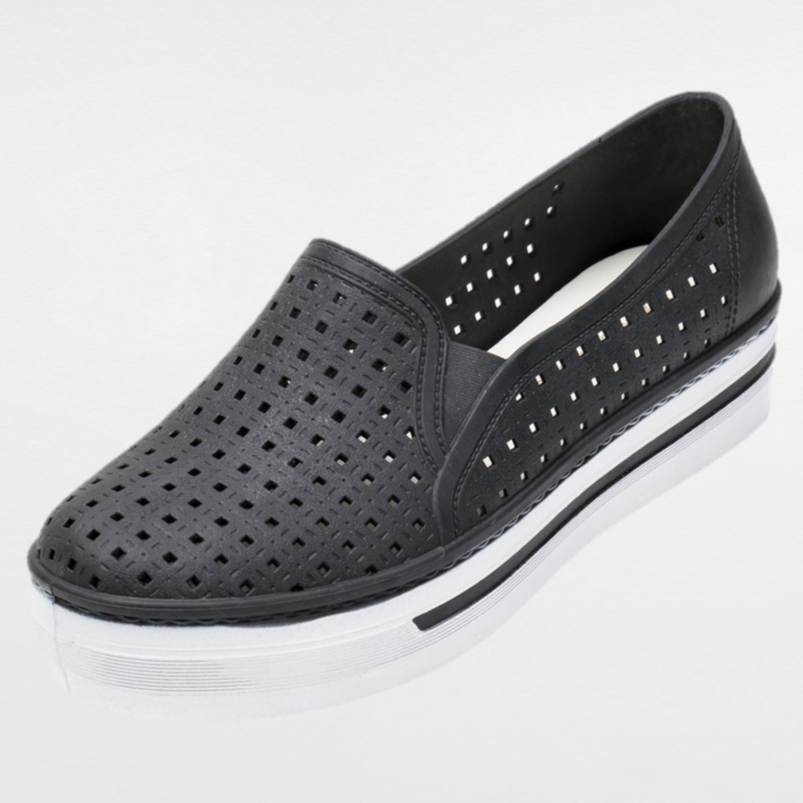 Tenis Plataforma Slip On Feminino Super Confortavel Parishoes Preto.