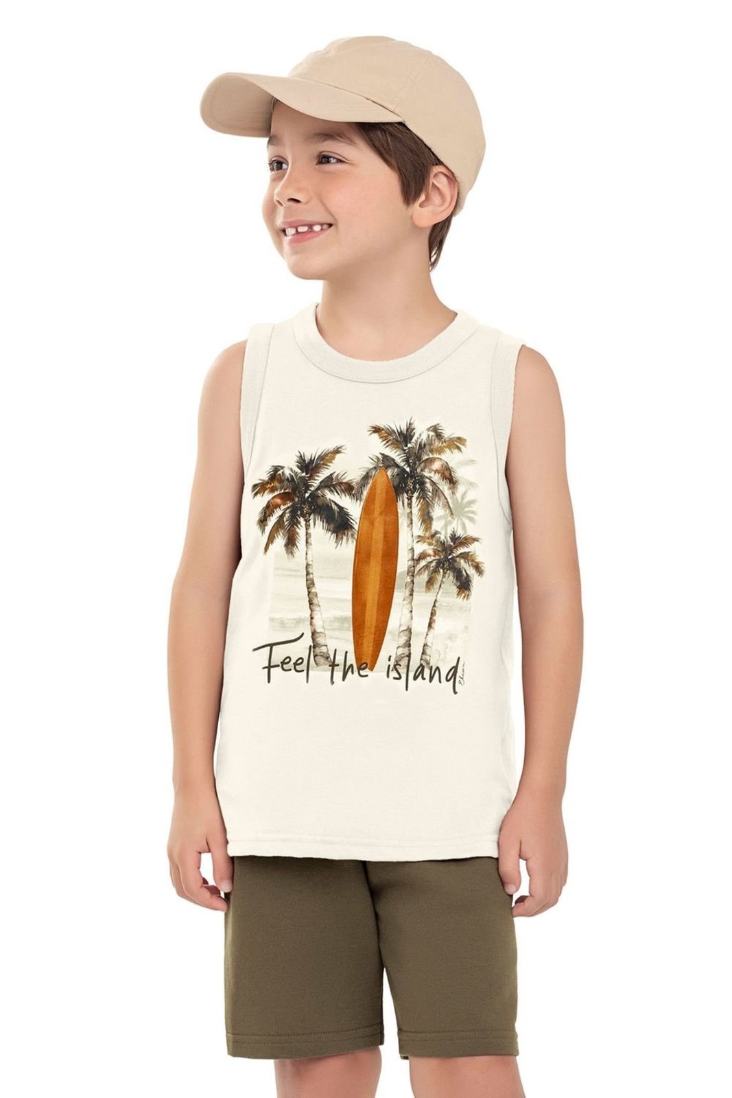 Infantil - Conjunto Menino Estampa Verão Elian Bege